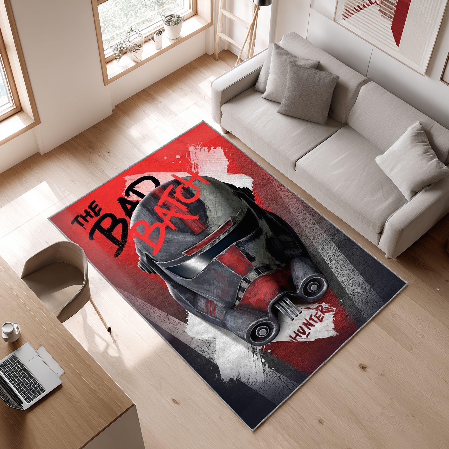 Hunter Star Wars Area Rug, Non-Slip Living Room Floor Mat, Soft Bedroom Carpet, Washable Home Decor