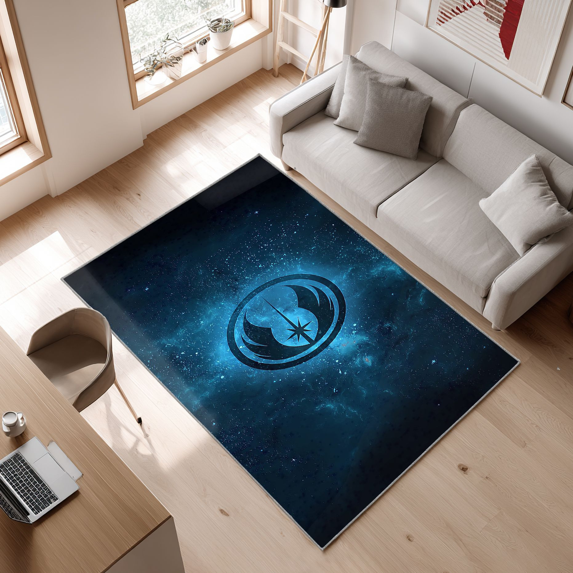 Jedi Star Wars Area Rug, Non-Slip Living Room Floor Mat, Soft Bedroom Carpet, Washable Home Decor
