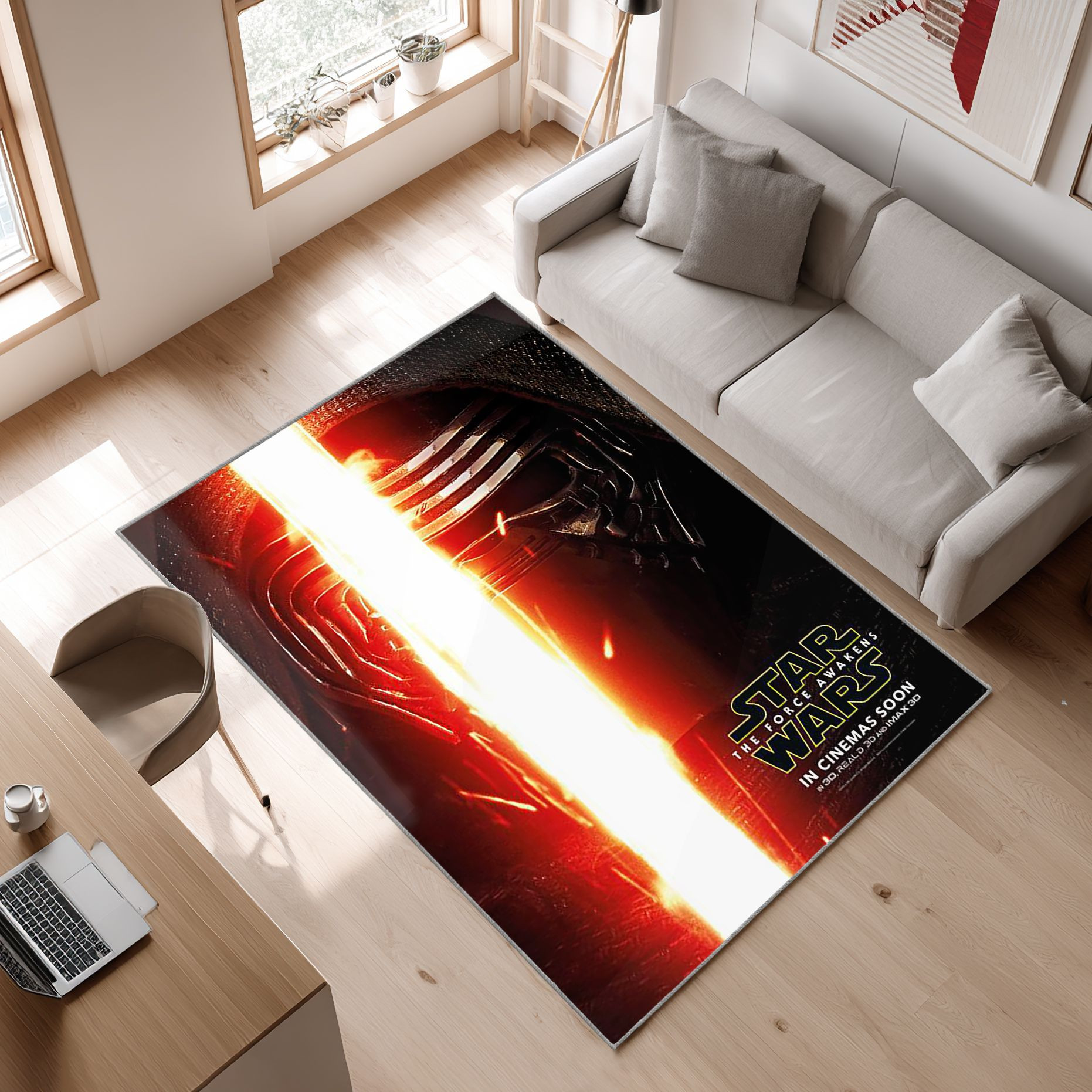 Kylo Ren Star Wars 1 Area Rug, Non-Slip Living Room Floor Mat, Soft Bedroom Carpet, Washable Home Decor