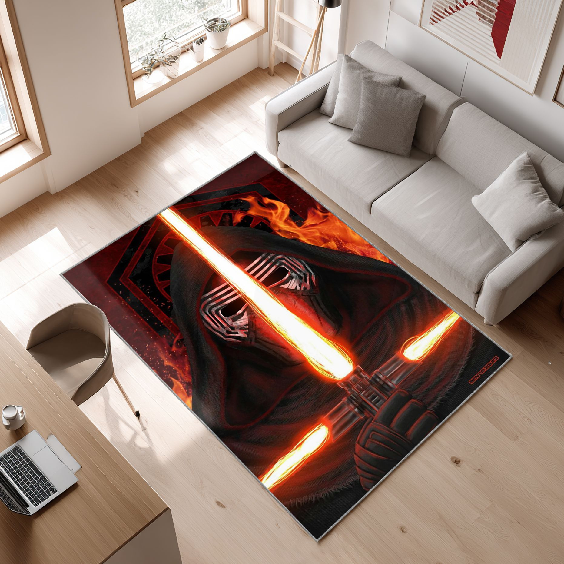 Kylo Ren Star Wars Area Rug, Non-Slip Living Room Floor Mat, Soft Bedroom Carpet, Washable Home Decor