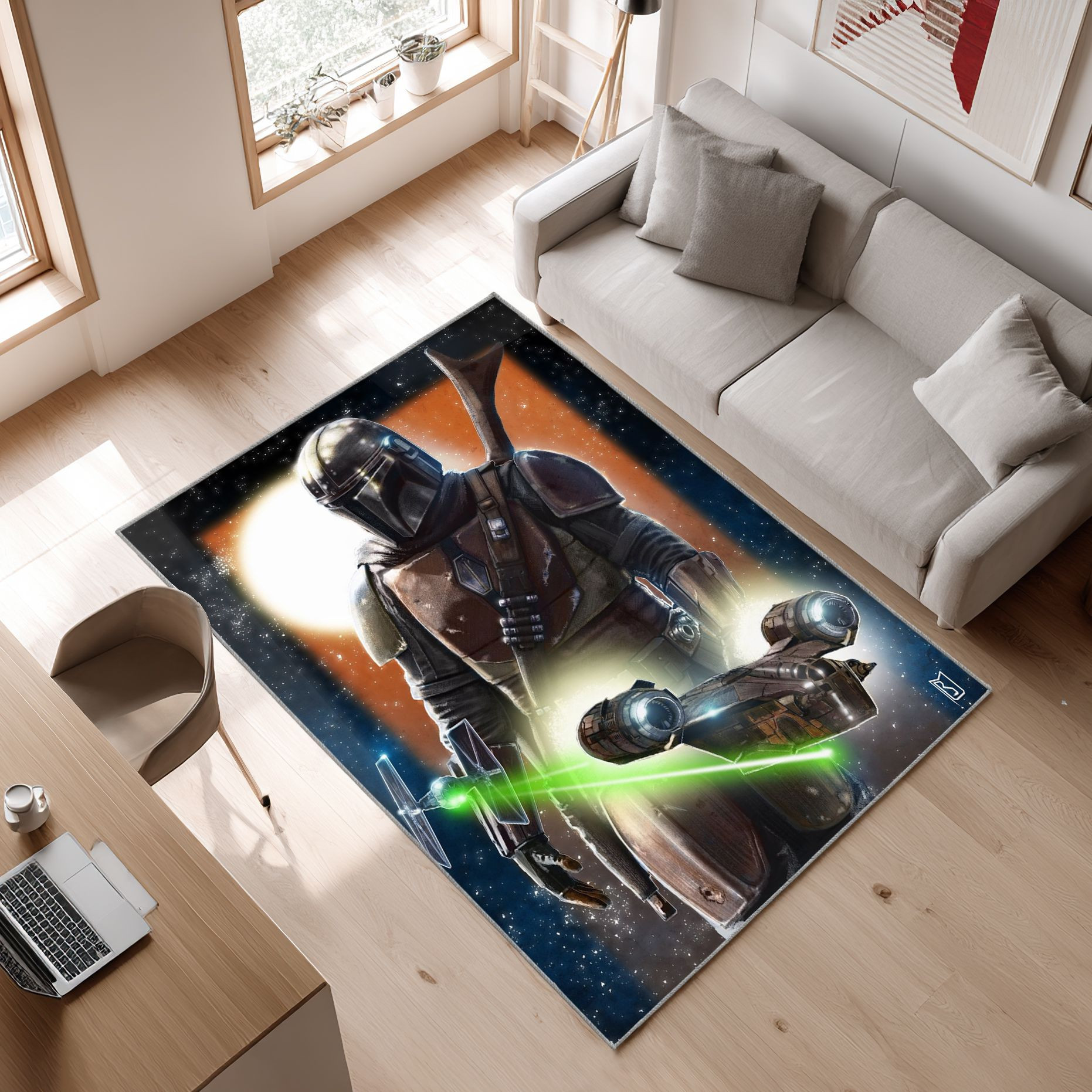 Mandalorian Baby Yoda Star Wars 124 Area Rug, Non-Slip Living Room Floor Mat, Soft Bedroom Carpet, Washable Home Decor