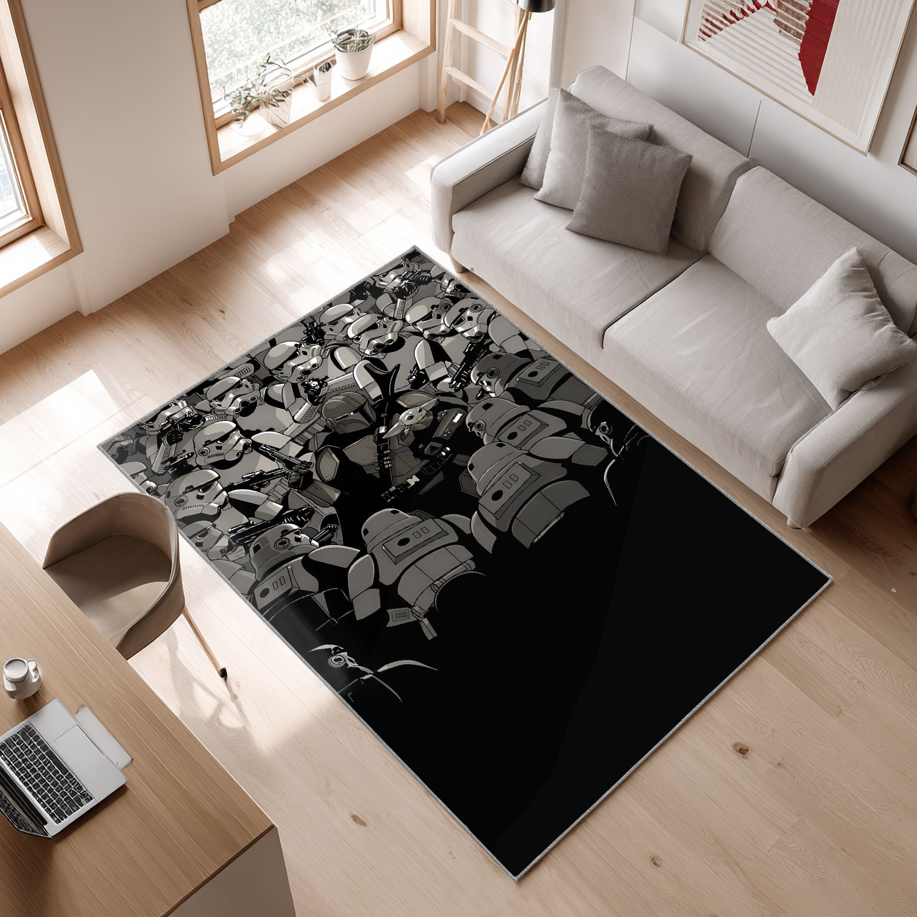 Mandalorian Baby Yoda Star Wars 13 Area Rug, Non-Slip Living Room Floor Mat, Soft Bedroom Carpet, Washable Home Decor