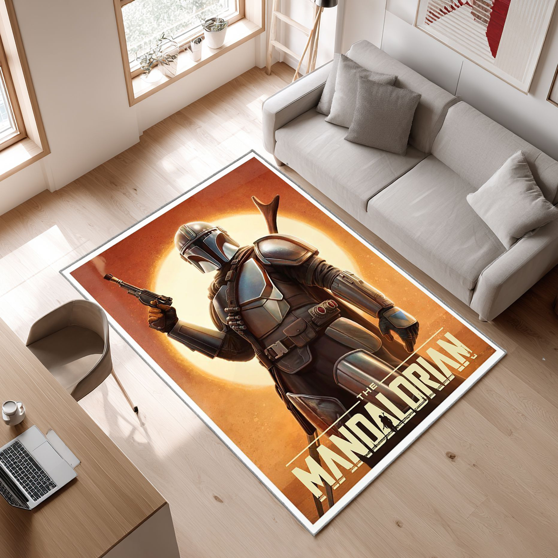 Mandalorian Baby Yoda Star Wars 21 Area Rug, Non-Slip Living Room Floor Mat, Soft Bedroom Carpet, Washable Home Decor