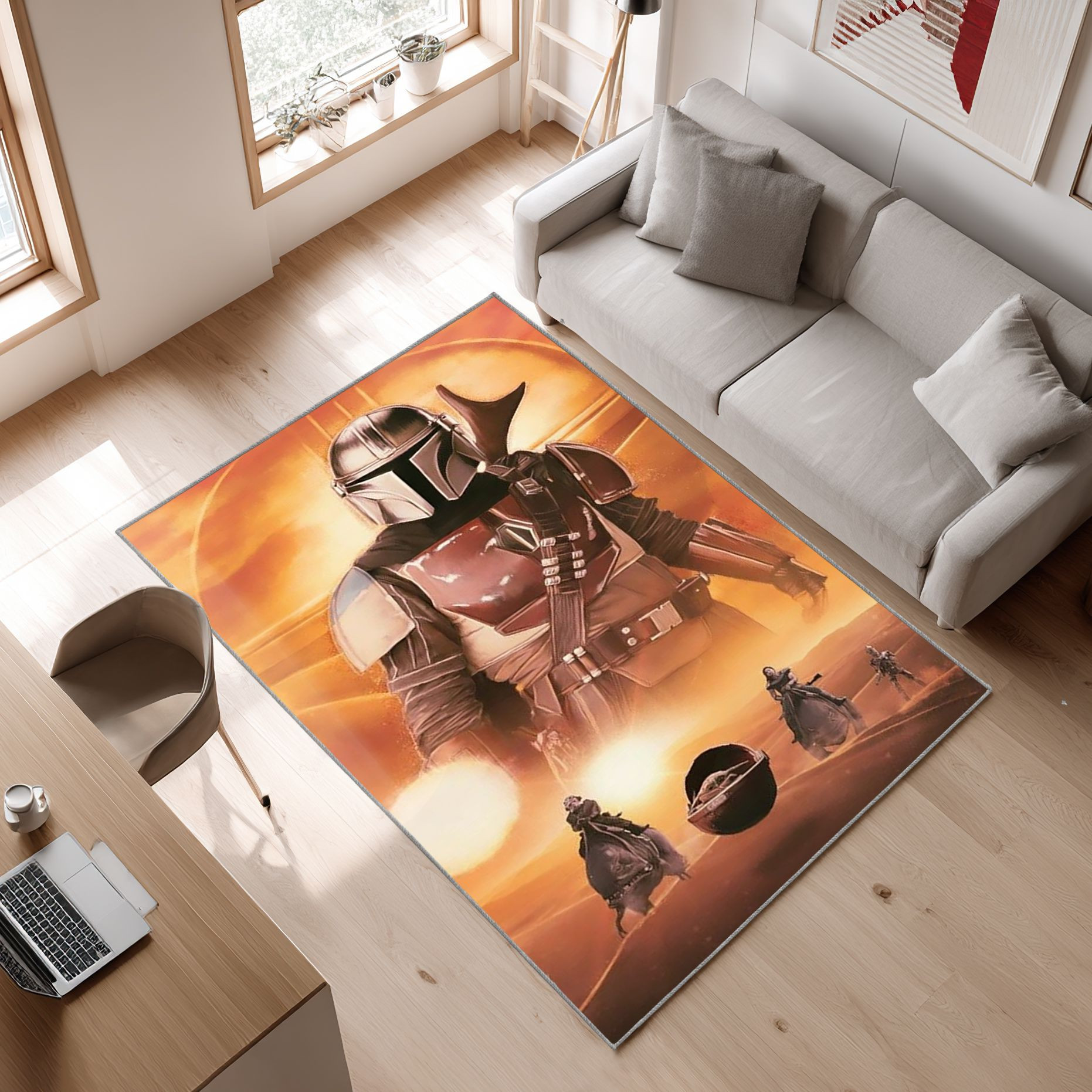 Mandalorian Baby Yoda Star Wars 30 Area Rug, Non-Slip Living Room Floor Mat, Soft Bedroom Carpet, Washable Home Decor