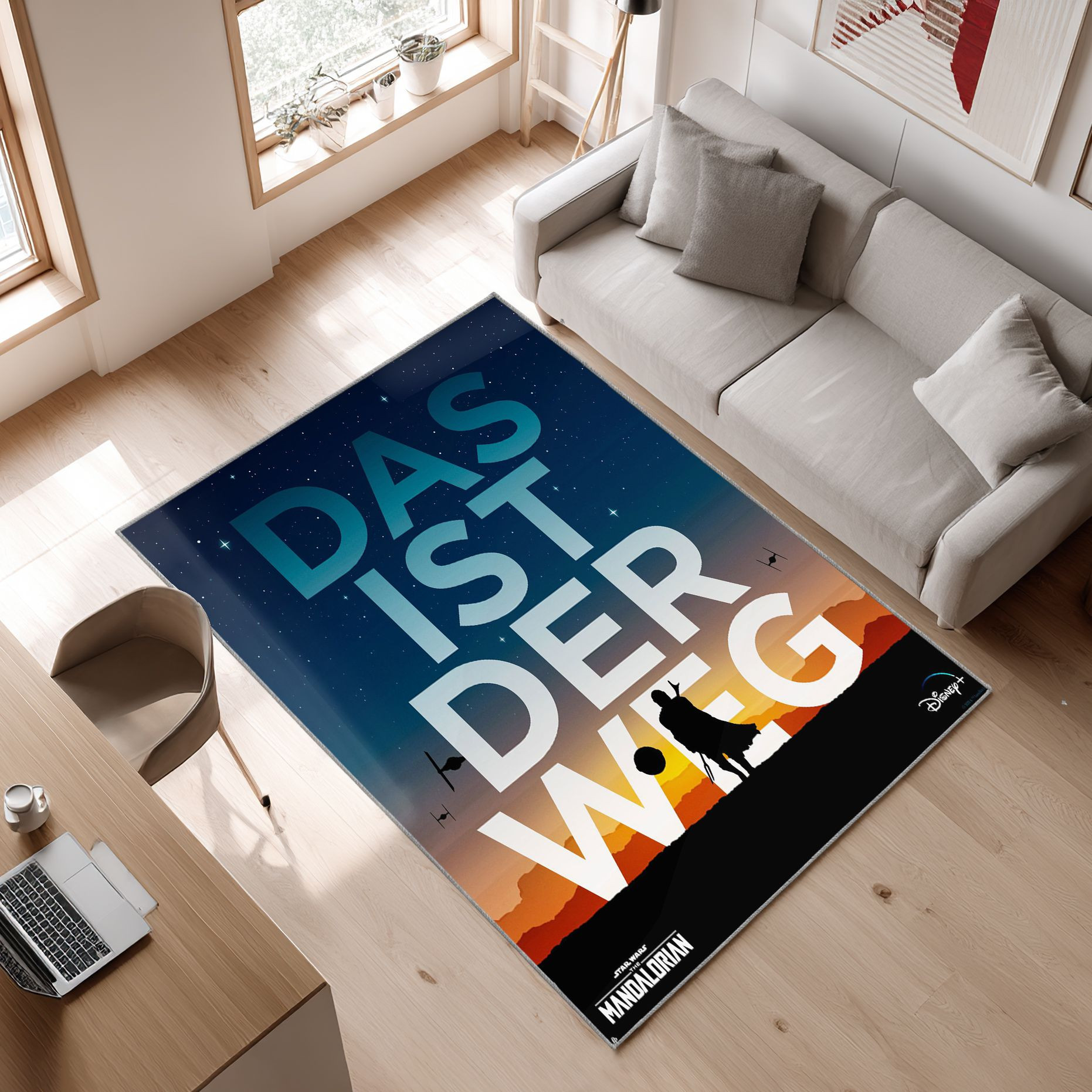 Mandalorian Baby Yoda Star Wars 3 Area Rug, Non-Slip Living Room Floor Mat, Soft Bedroom Carpet, Washable Home Decor