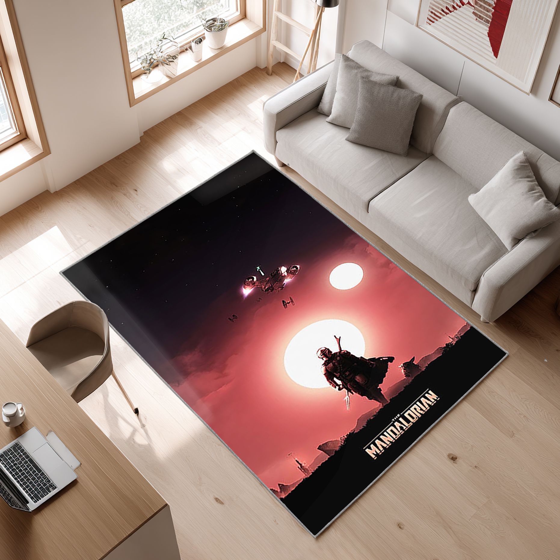 Mandalorian Baby Yoda Star Wars 41 Area Rug, Non-Slip Living Room Floor Mat, Soft Bedroom Carpet, Washable Home Decor