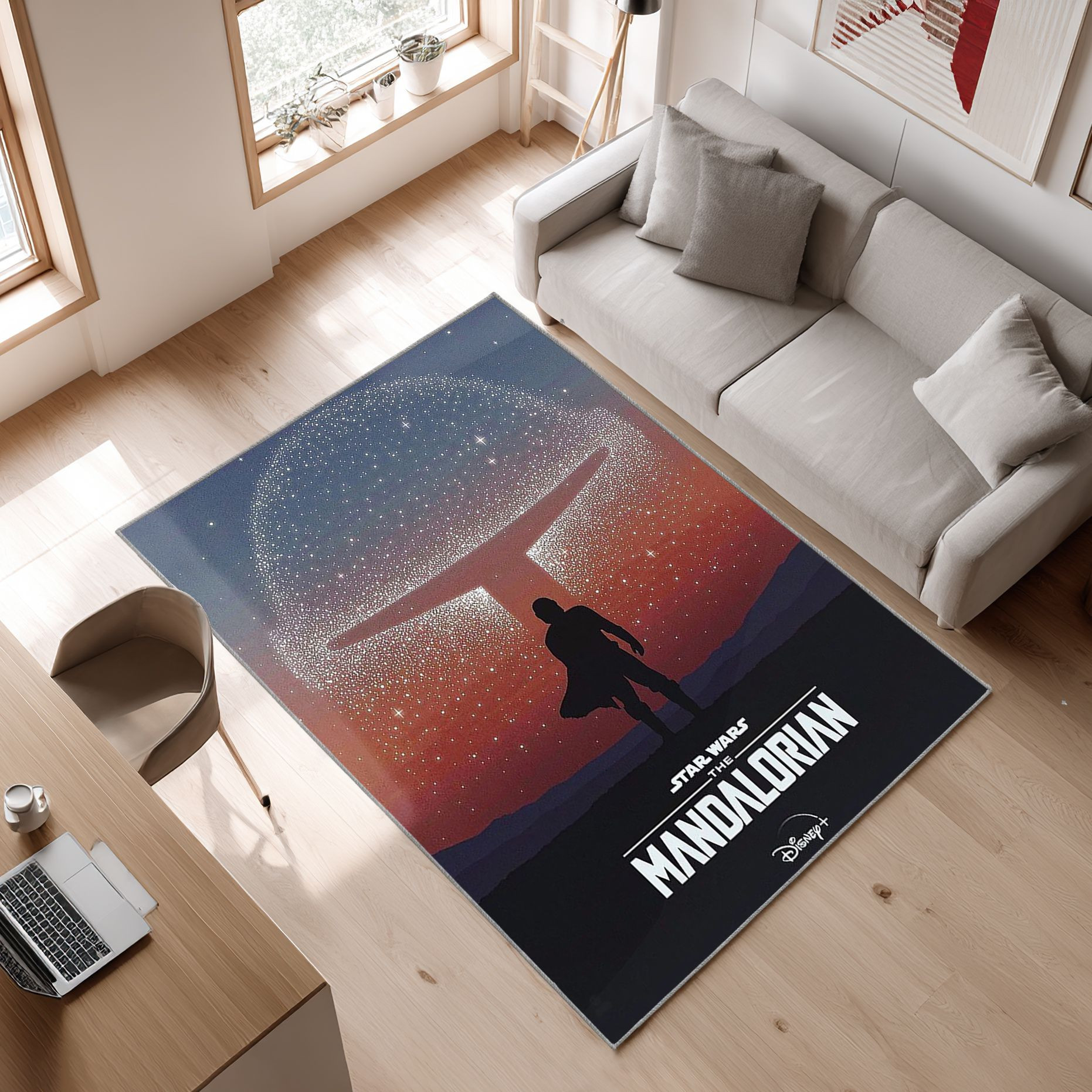Mandalorian Baby Yoda Star Wars 55 Area Rug, Non-Slip Living Room Floor Mat, Soft Bedroom Carpet, Washable Home Decor