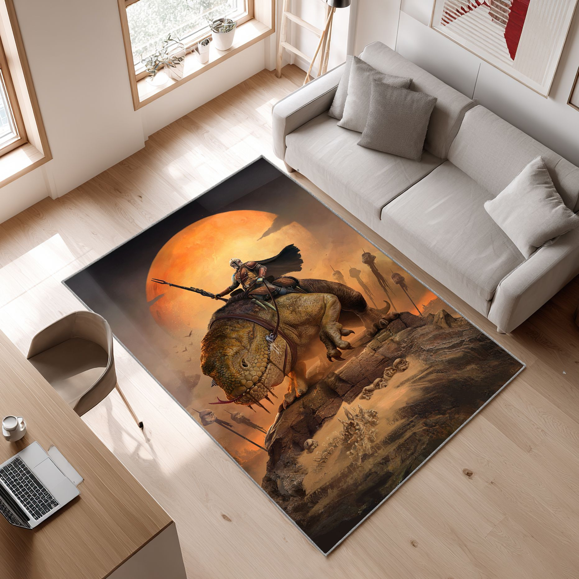 Mandalorian Baby Yoda Star Wars 56 Area Rug, Non-Slip Living Room Floor Mat, Soft Bedroom Carpet, Washable Home Decor