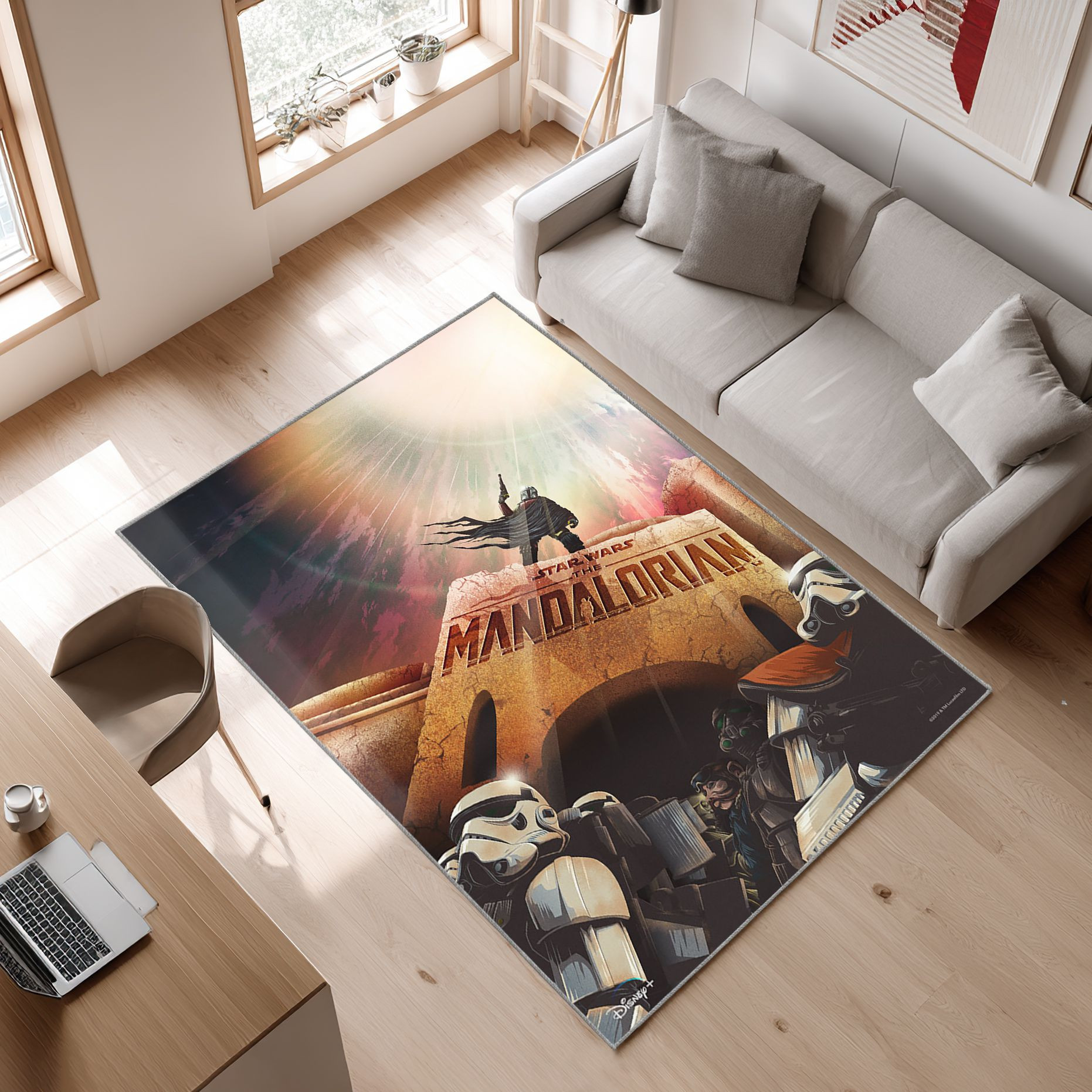 Mandalorian Baby Yoda Star Wars 58 Area Rug, Non-Slip Living Room Floor Mat, Soft Bedroom Carpet, Washable Home Decor