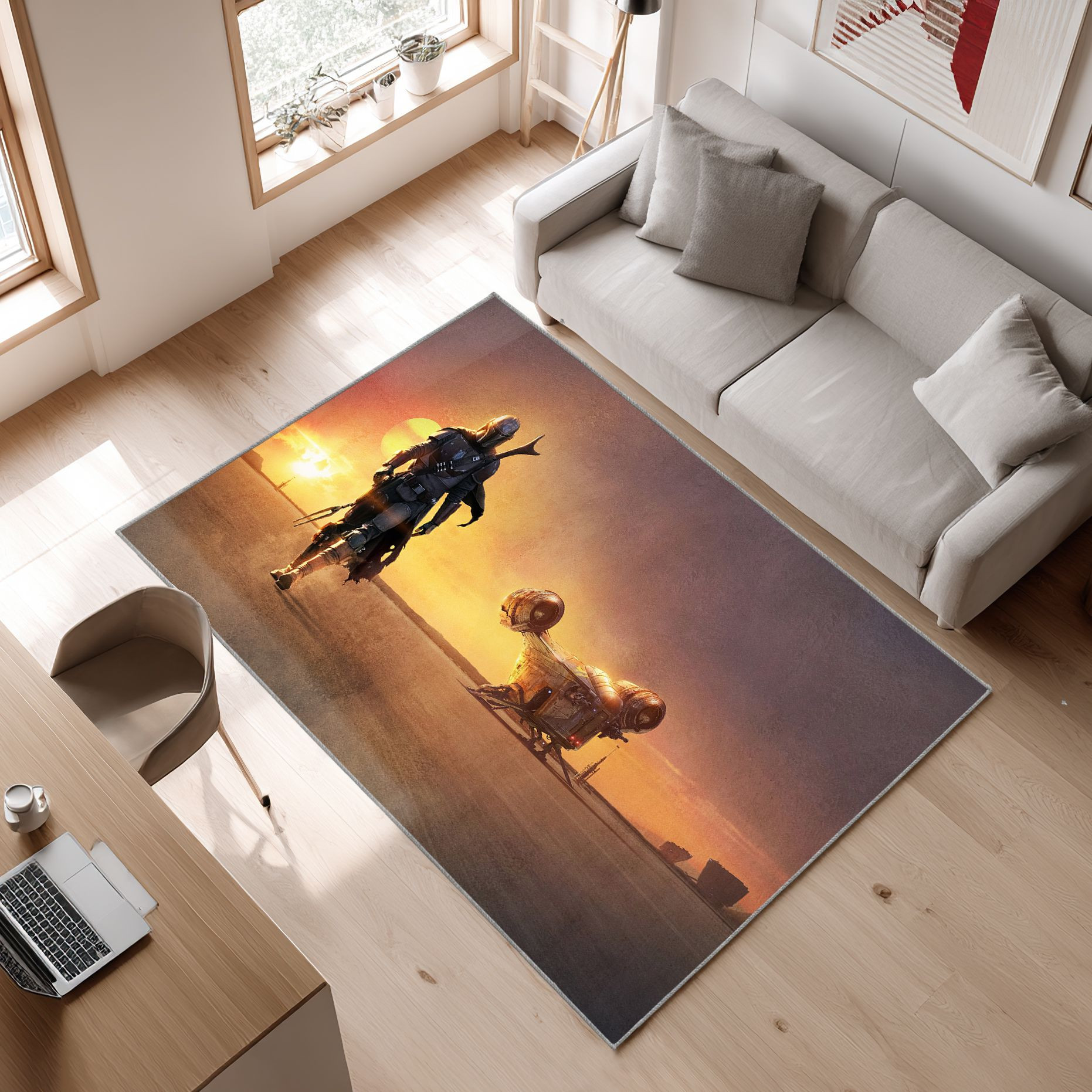 Mandalorian Baby Yoda Star Wars 63 Area Rug, Non-Slip Living Room Floor Mat, Soft Bedroom Carpet, Washable Home Decor