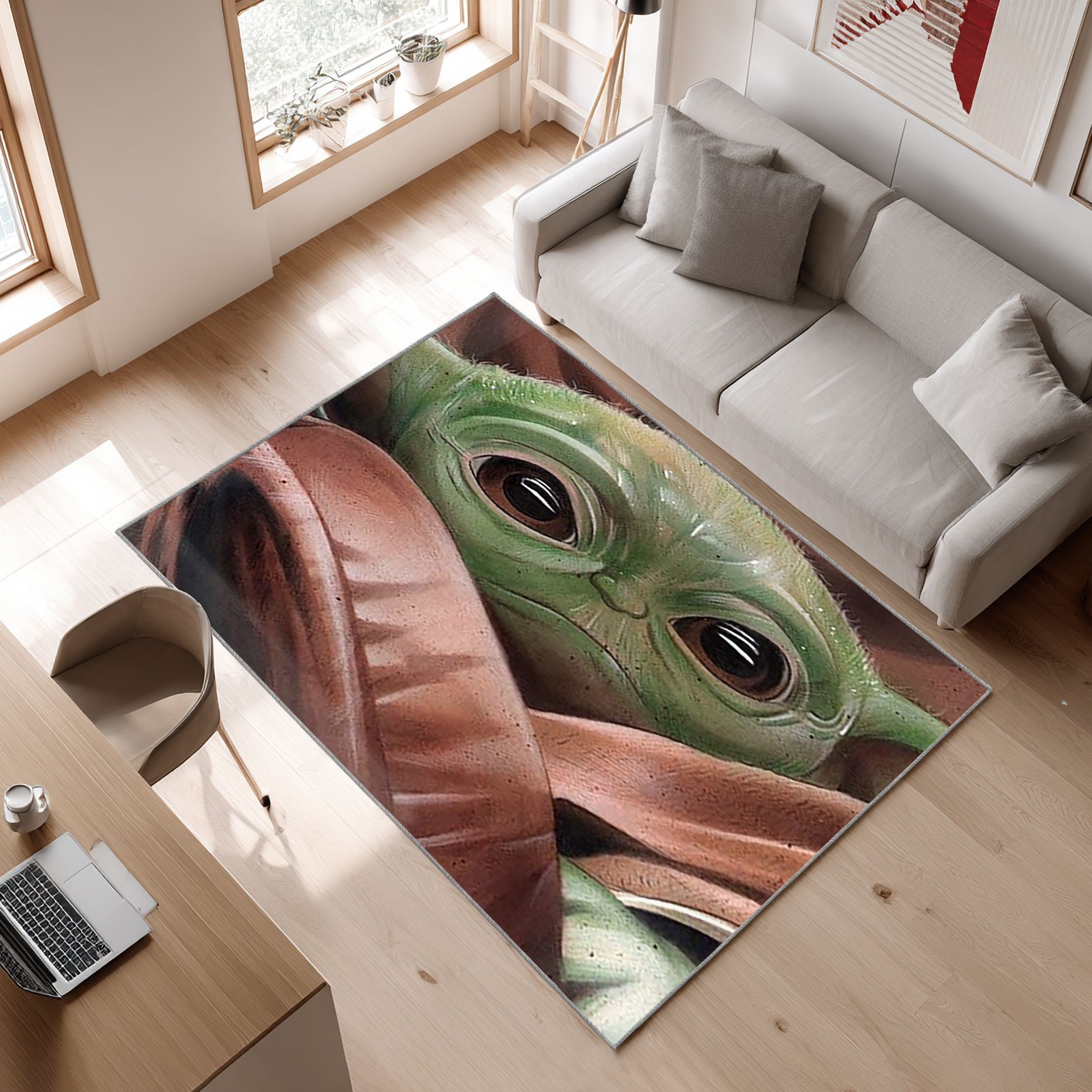Mandalorian Baby Yoda Star Wars 69 Teppich   Mandalorianisches Baby Outdoor Area Rug, Non-Slip Living Room Floor Mat, Soft Bedroom Carpet, Washable Home Decor