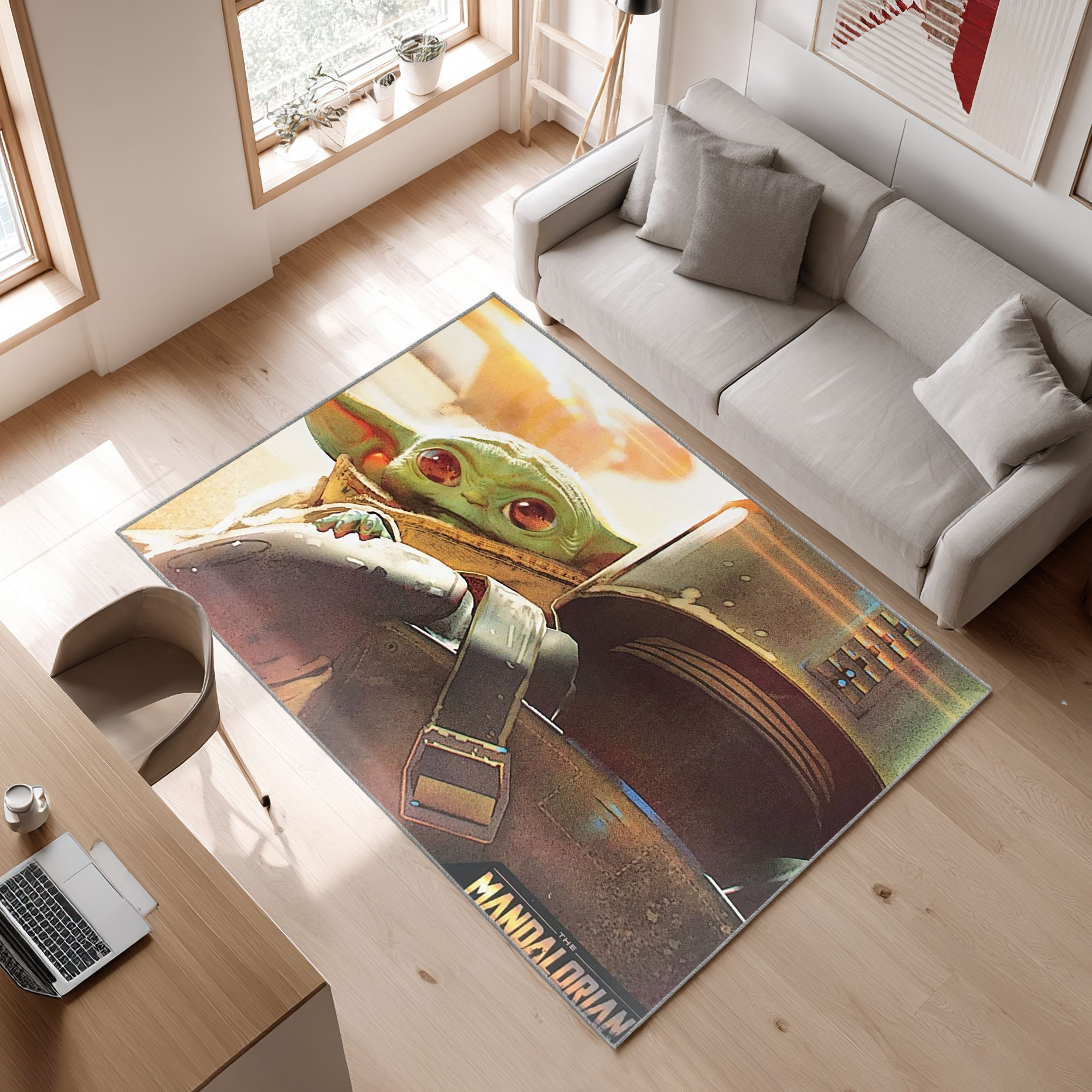 Mandalorian Baby Yoda Star Wars 73 Area Rug, Non-Slip Living Room Floor Mat, Soft Bedroom Carpet, Washable Home Decor