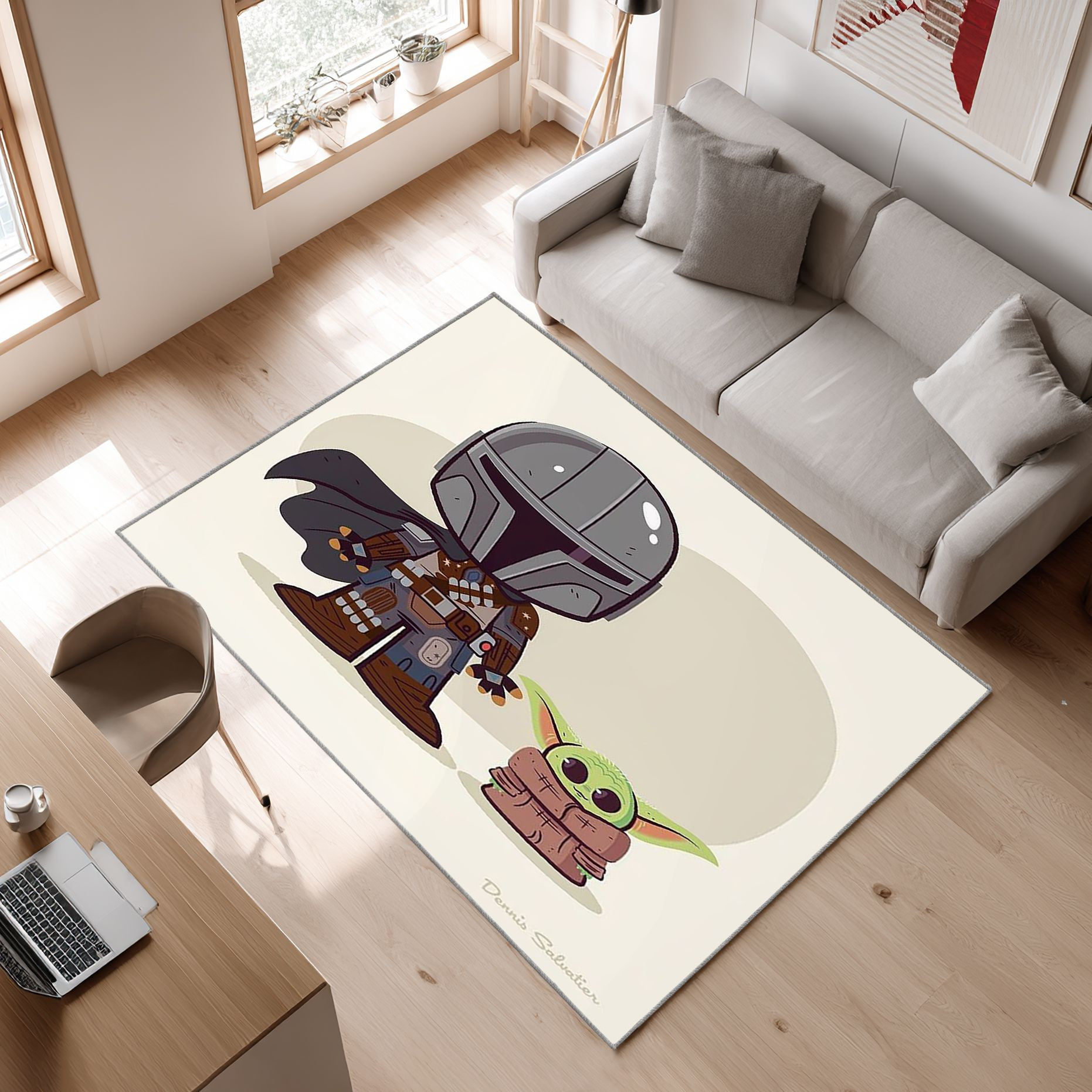 Mandalorian Baby Yoda Star Wars 78 Area Rug, Non-Slip Living Room Floor Mat, Soft Bedroom Carpet, Washable Home Decor
