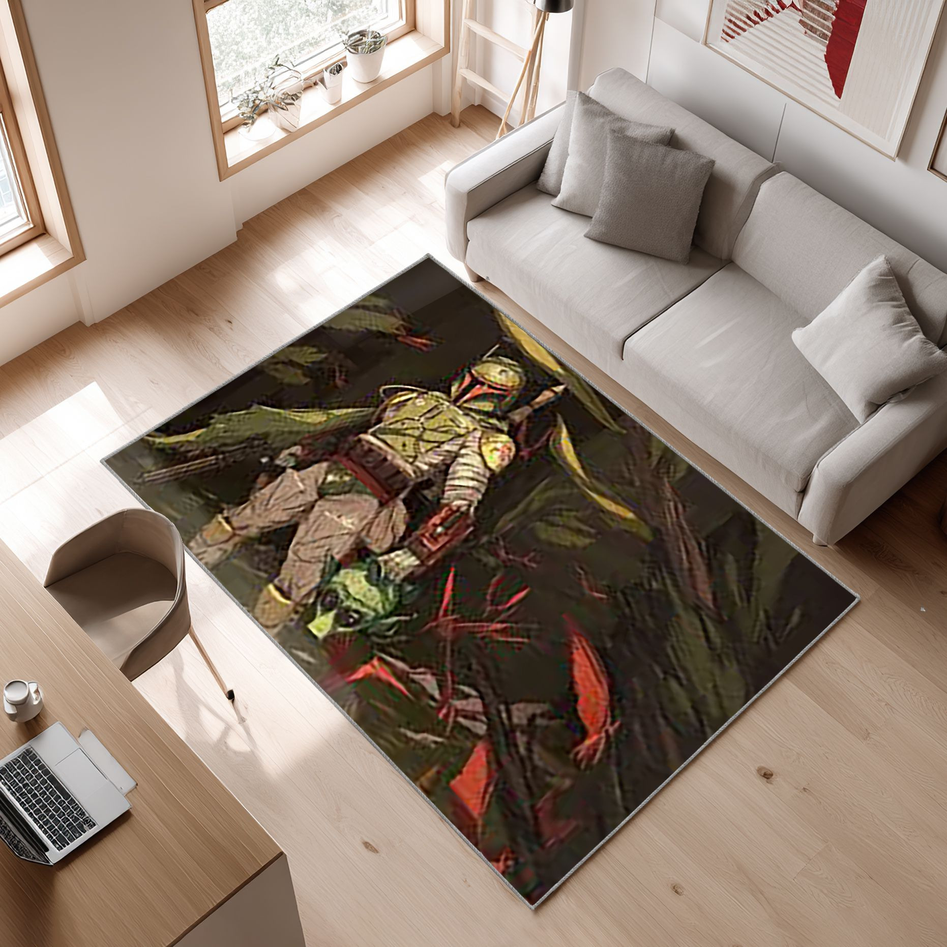 Mandalorian Baby Yoda Star Wars 80 Area Rug, Non-Slip Living Room Floor Mat, Soft Bedroom Carpet, Washable Home Decor