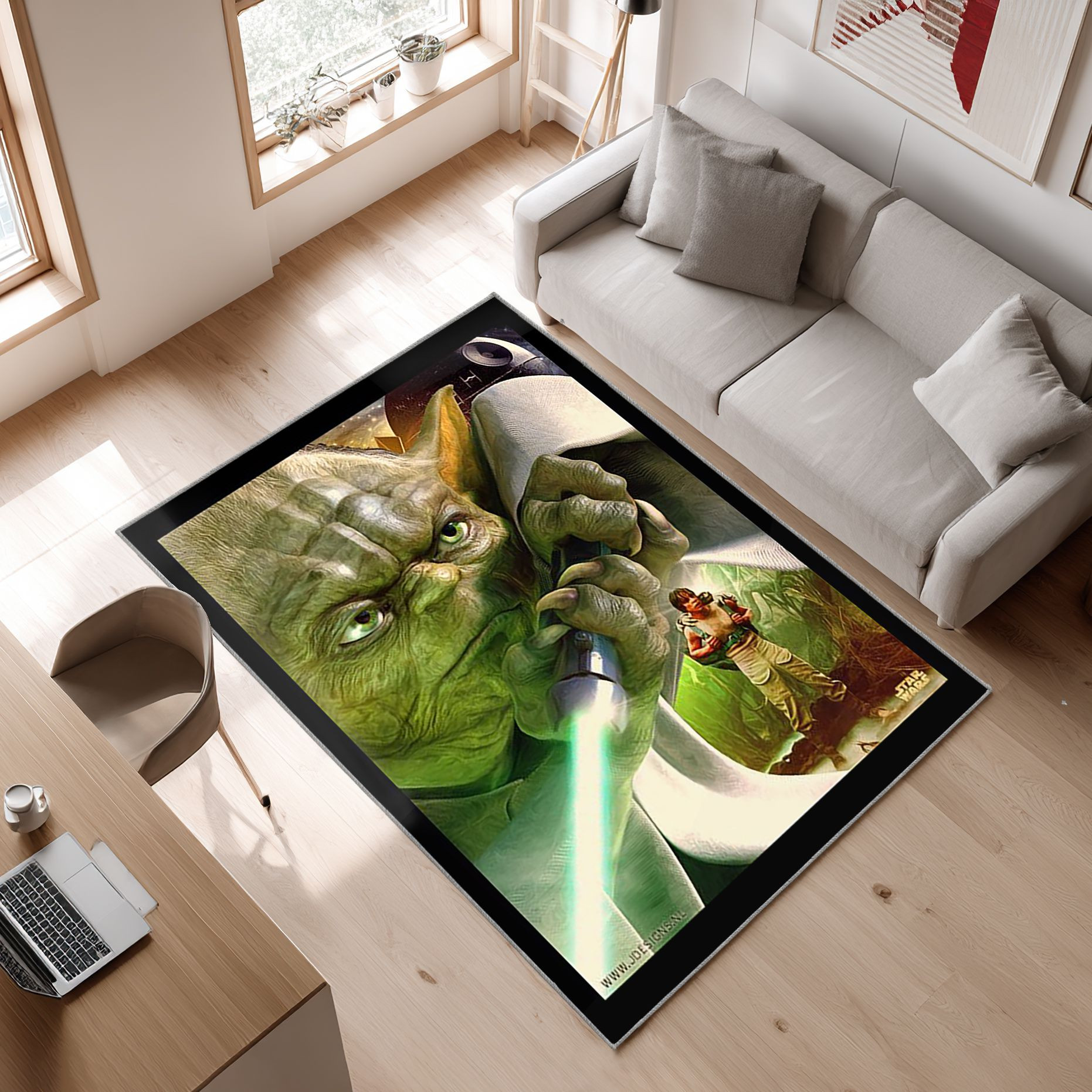 Mandalorian Baby Yoda Star Wars 81 Area Rug, Non-Slip Living Room Floor Mat, Soft Bedroom Carpet, Washable Home Decor