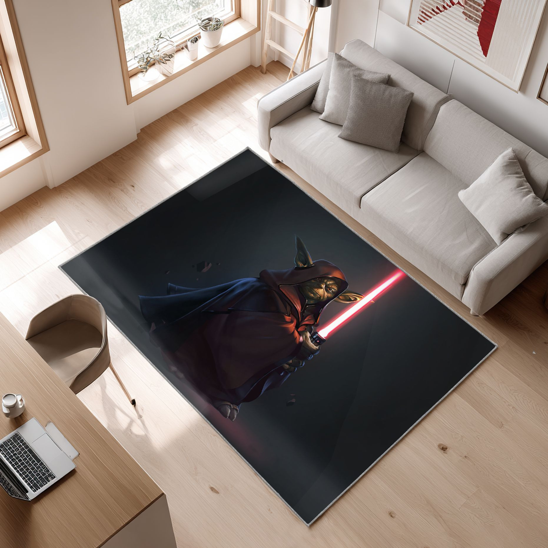 Mandalorian Baby Yoda Star Wars 82 Area Rug, Non-Slip Living Room Floor Mat, Soft Bedroom Carpet, Washable Home Decor