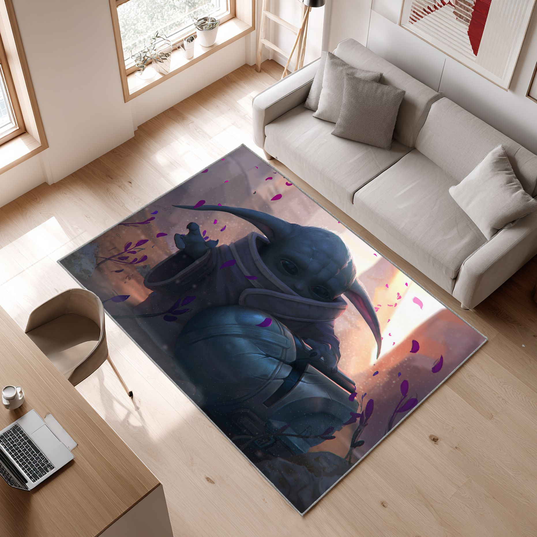 Mandalorian Baby Yoda Star Wars 83 Area Rug, Non-Slip Living Room Floor Mat, Soft Bedroom Carpet, Washable Home Decor