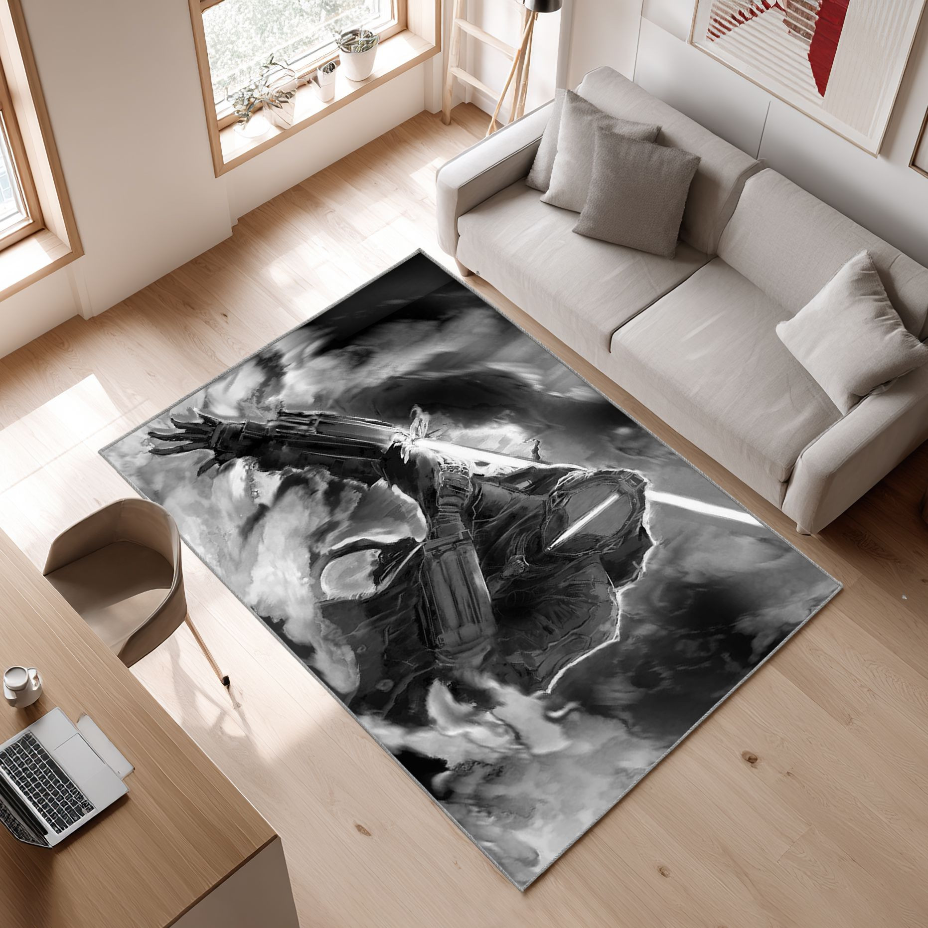 Mandalorian Star Wars 3 Area Rug, Non-Slip Living Room Floor Mat, Soft Bedroom Carpet, Washable Home Decor