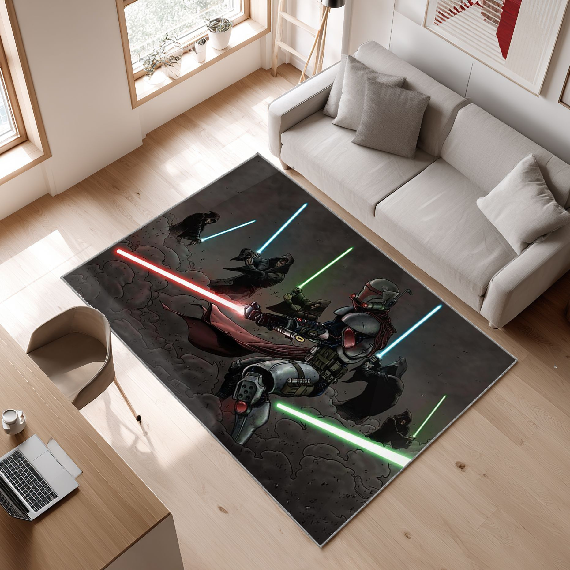 Mandalorian Star Wars 6 Area Rug, Non-Slip Living Room Floor Mat, Soft Bedroom Carpet, Washable Home Decor