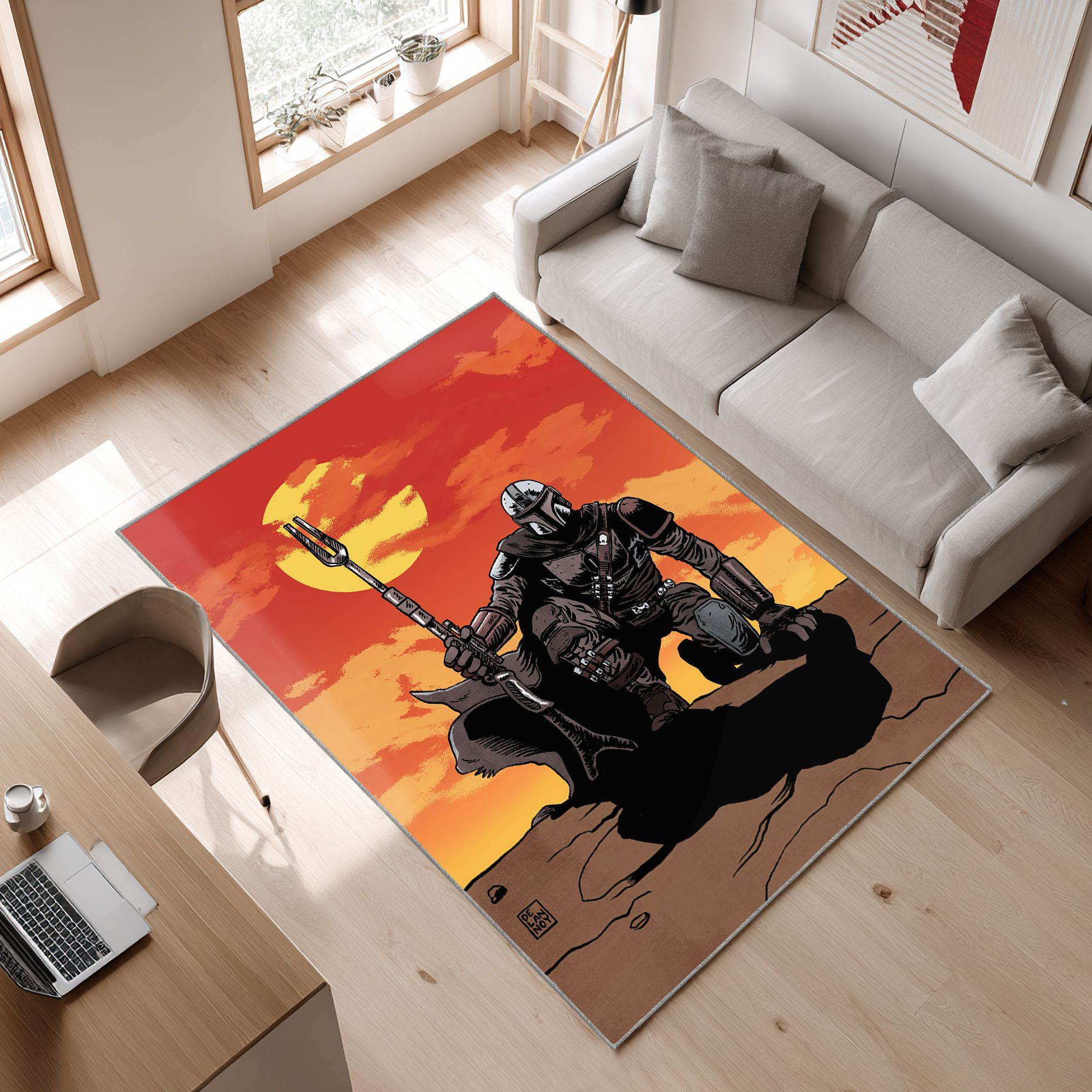 Mandalorianischer Star Wars 14 Area Rug, Non-Slip Living Room Floor Mat, Soft Bedroom Carpet, Washable Home Decor