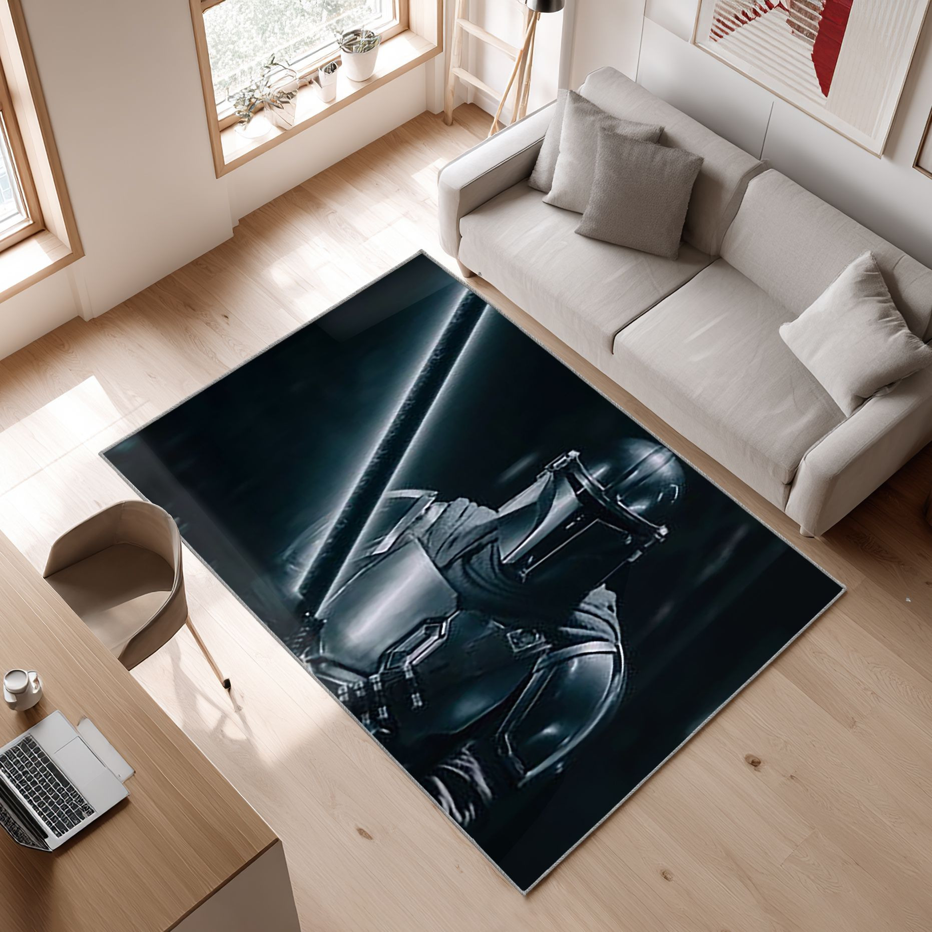 Mandalorianischer Star Wars 3 Area Rug, Non-Slip Living Room Floor Mat, Soft Bedroom Carpet, Washable Home Decor
