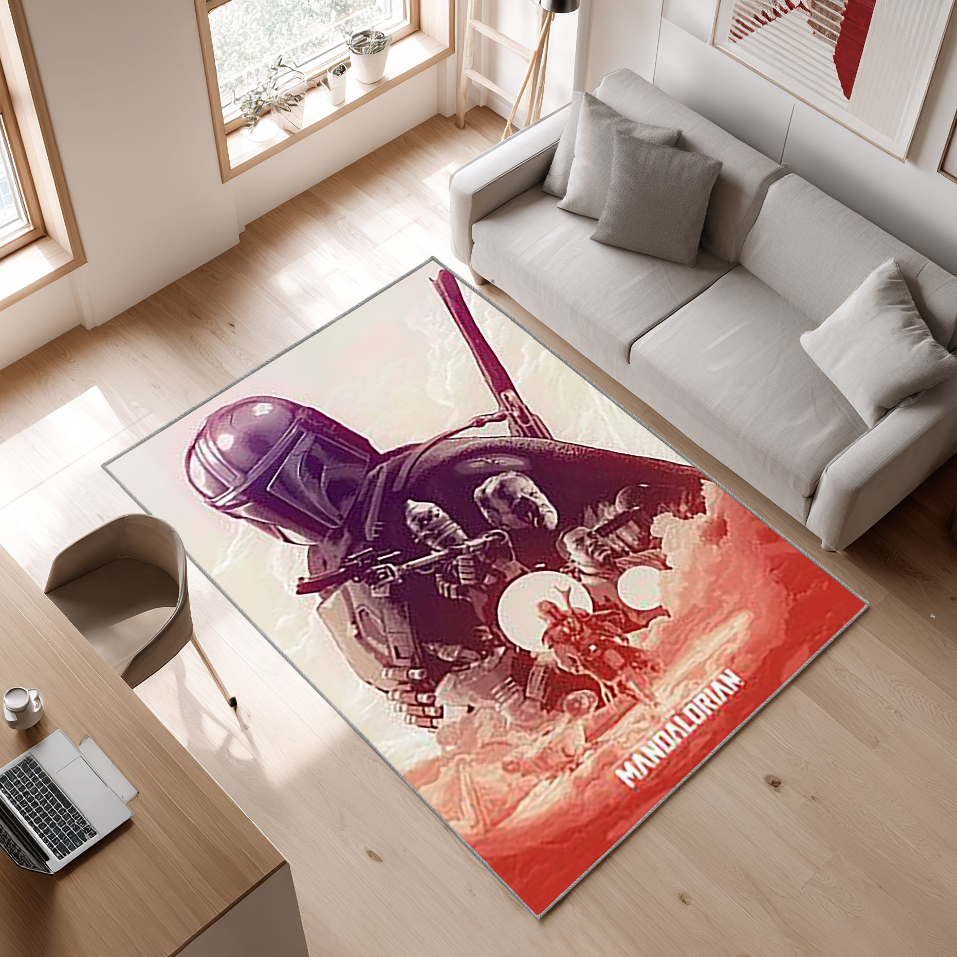 Mandalorianisches Baby Yoda Star Wars 103 Area Rug, Non-Slip Living Room Floor Mat, Soft Bedroom Carpet, Washable Home Decor