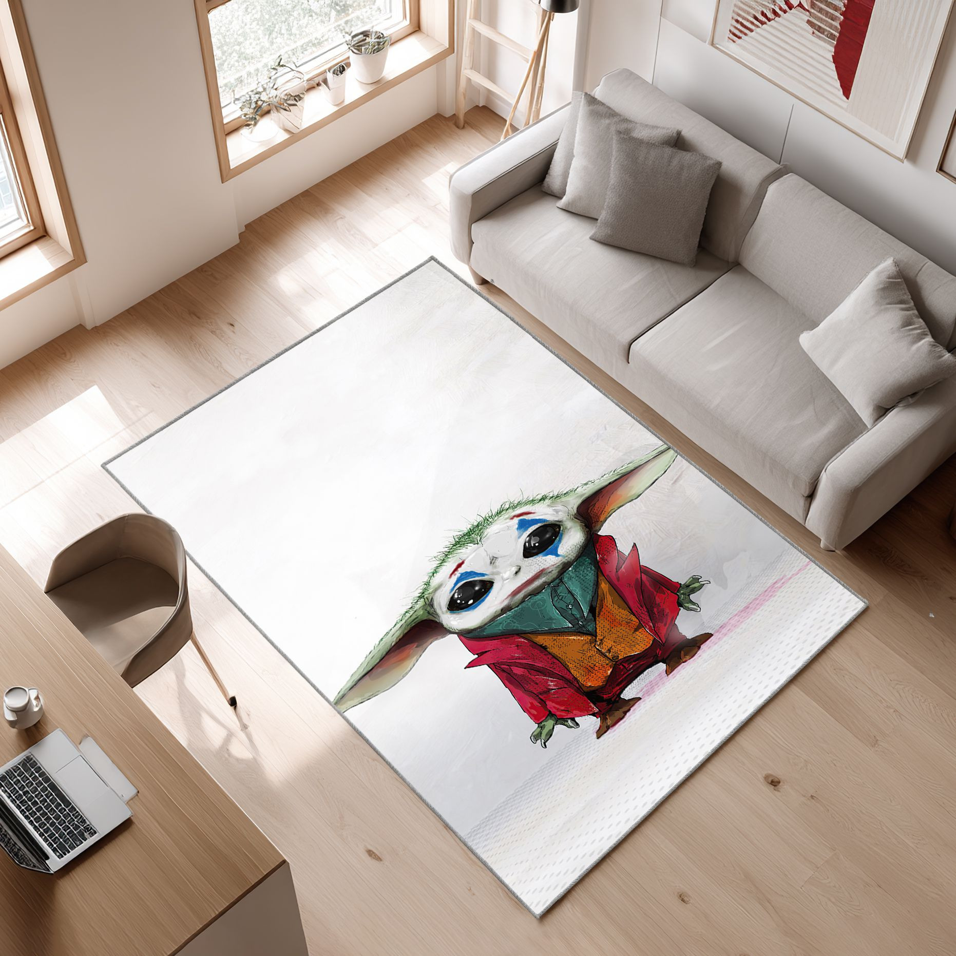 Mandalorianisches Baby Yoda Star Wars 46 Area Rug, Non-Slip Living Room Floor Mat, Soft Bedroom Carpet, Washable Home Decor