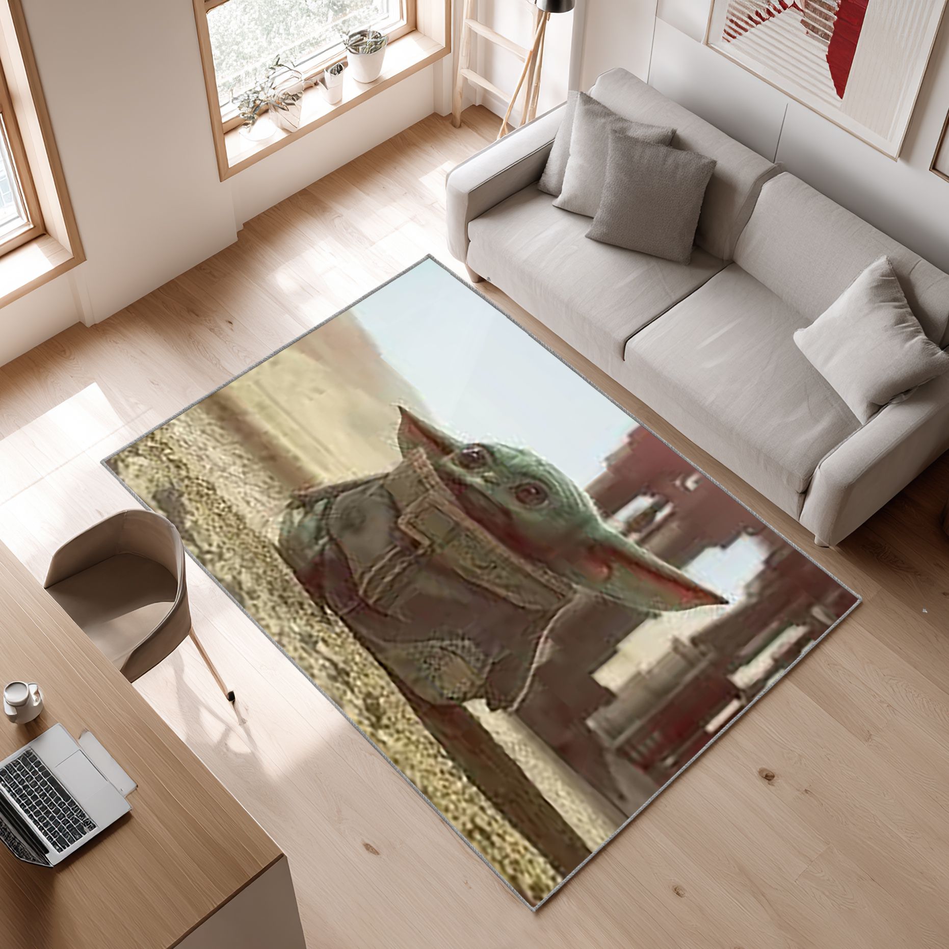 Mandalorianisches Baby Yoda Star Wars 71 Area Rug, Non-Slip Living Room Floor Mat, Soft Bedroom Carpet, Washable Home Decor