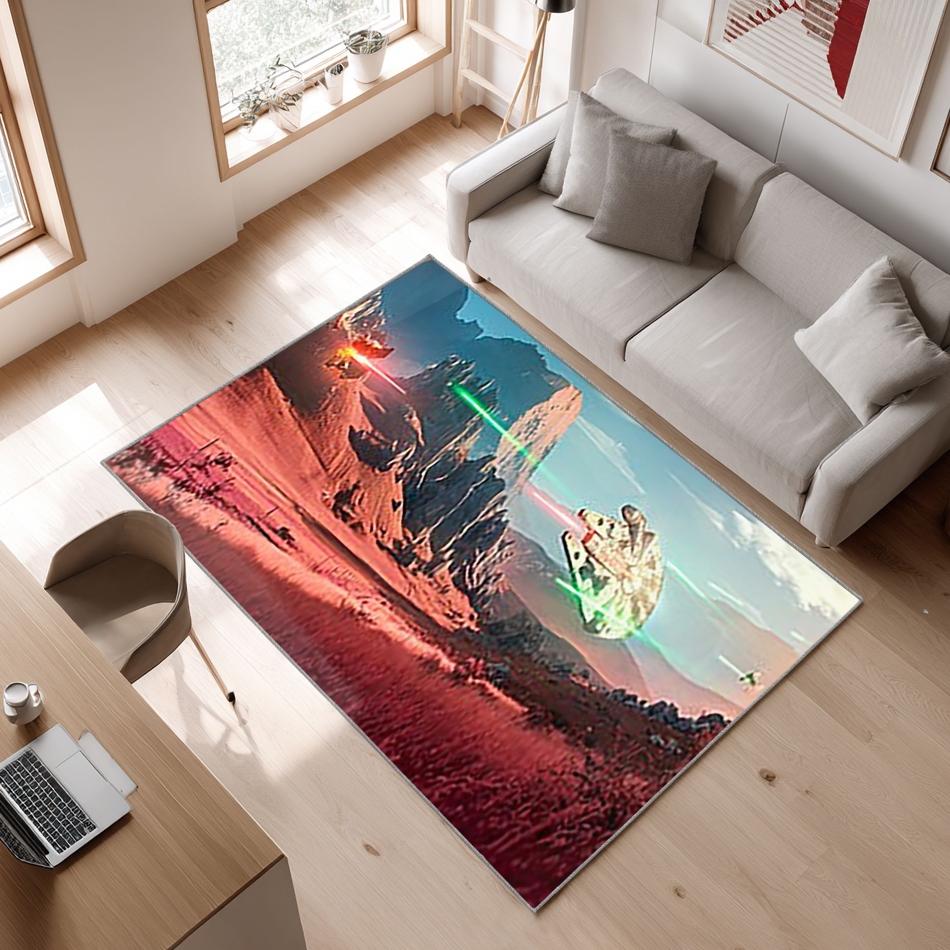 Millennium Falcon Star Wars Film Ofd 191207 Area Rug, Non-Slip Living Room Floor Mat, Soft Bedroom Carpet, Washable Home Decor