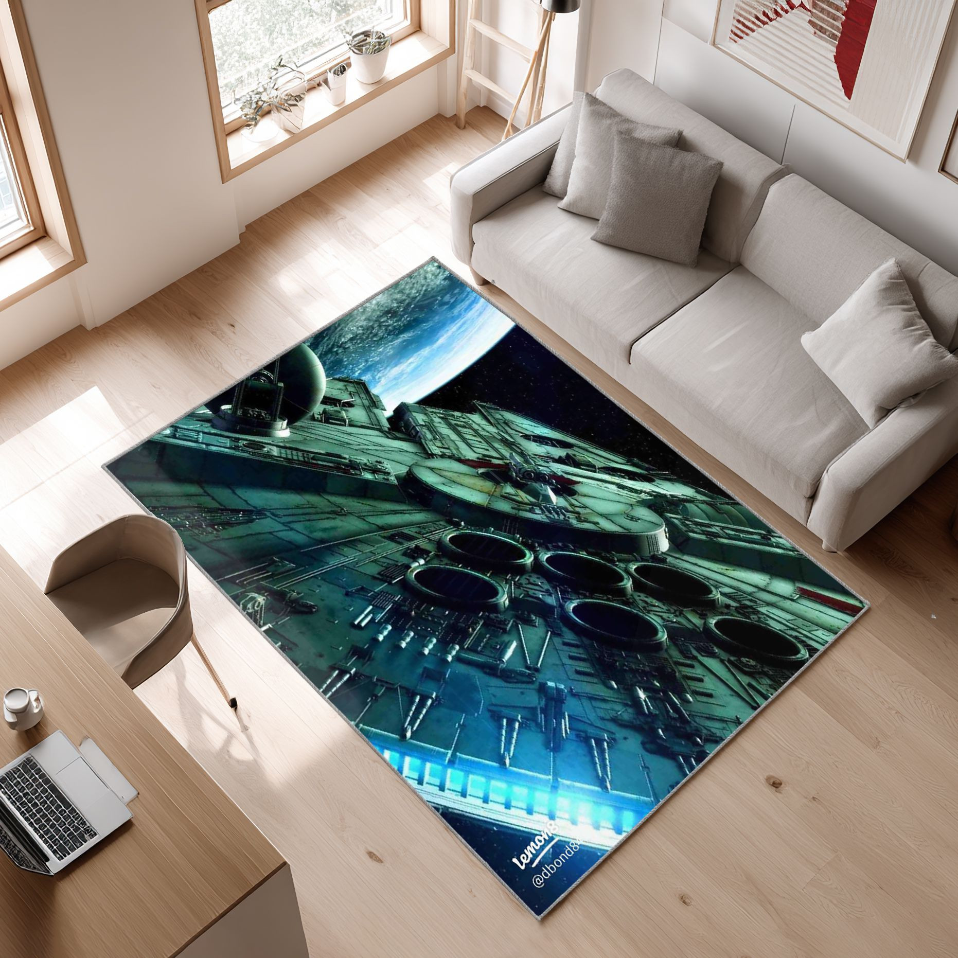 Millennium Falcon Star Wars Filmbereich Fn271226 Area Rug, Non-Slip Living Room Floor Mat, Soft Bedroom Carpet, Washable Home Decor