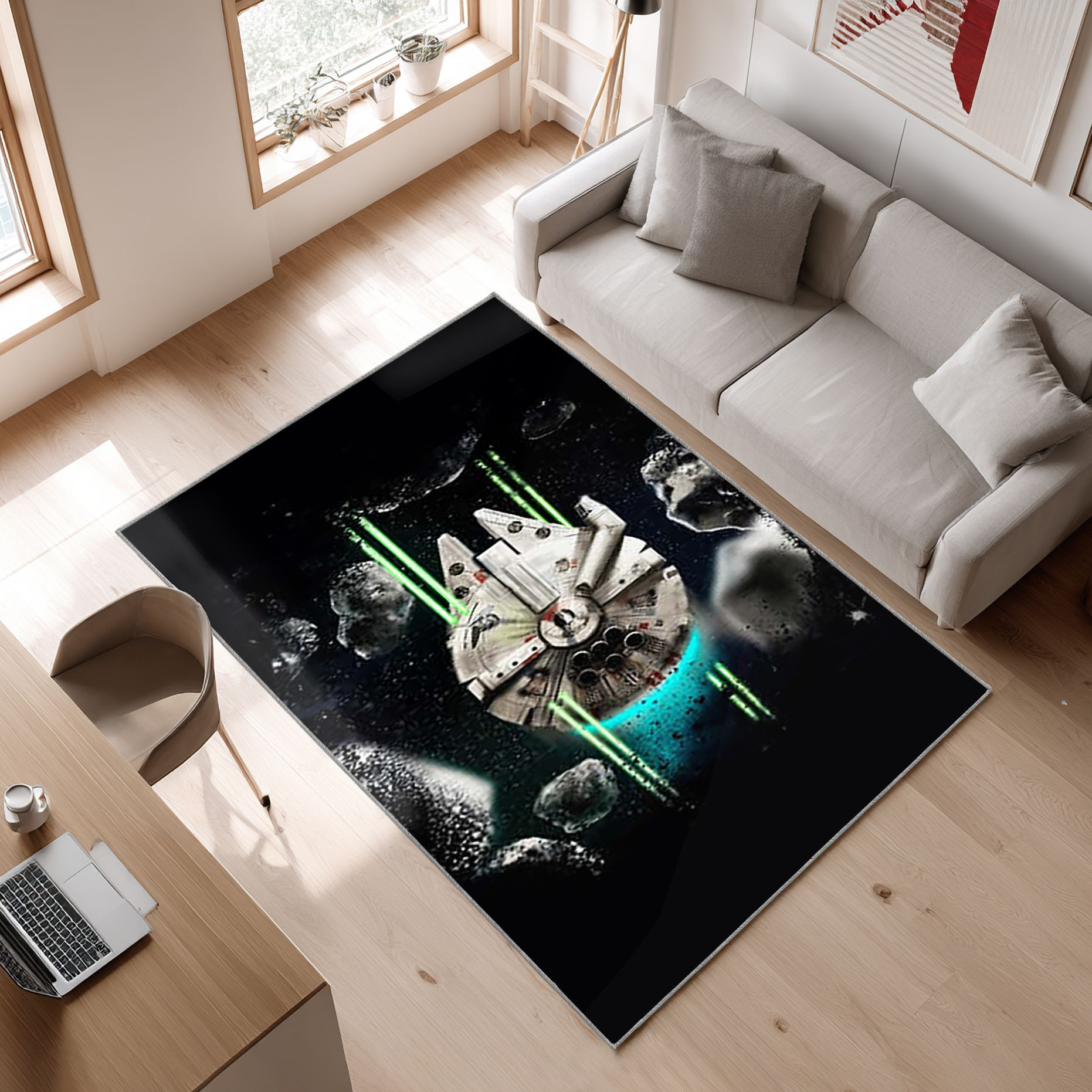 Millennium Falcon Star Wars Filmbereich Fn271227 Area Rug, Non-Slip Living Room Floor Mat, Soft Bedroom Carpet, Washable Home Decor