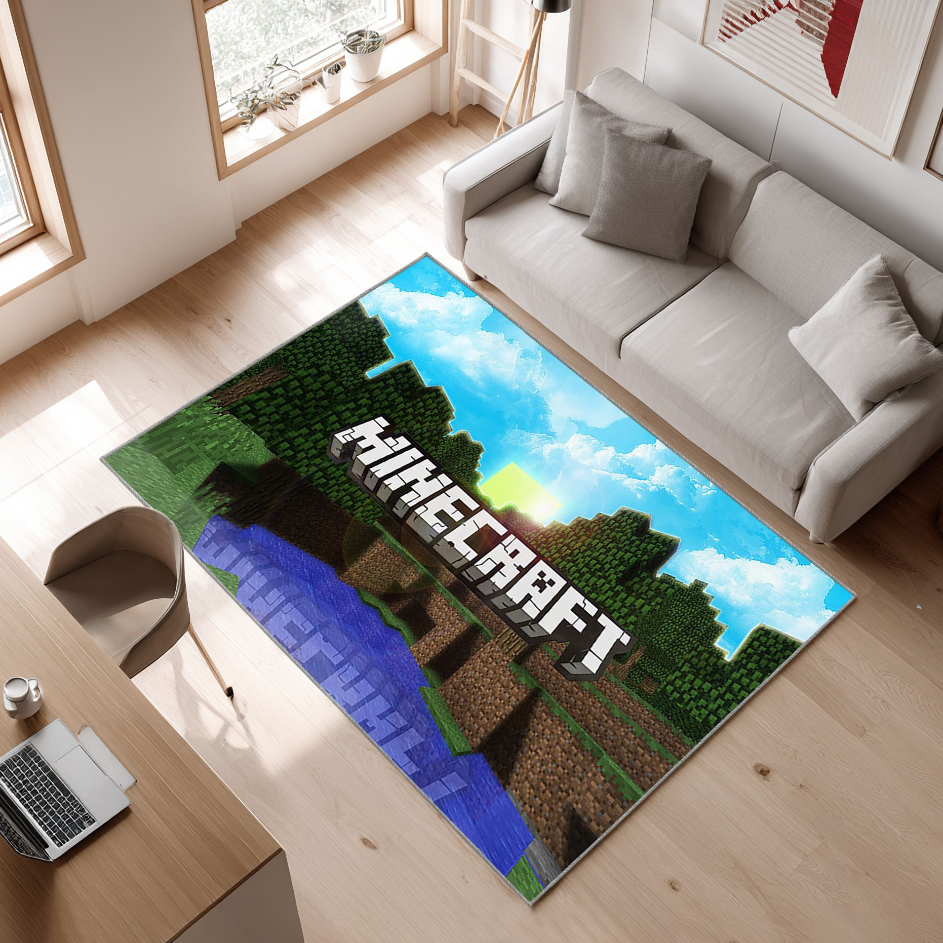 Minecraft11 Area Rug, Non-Slip Living Room Floor Mat, Soft Bedroom Carpet, Washable Home Decor