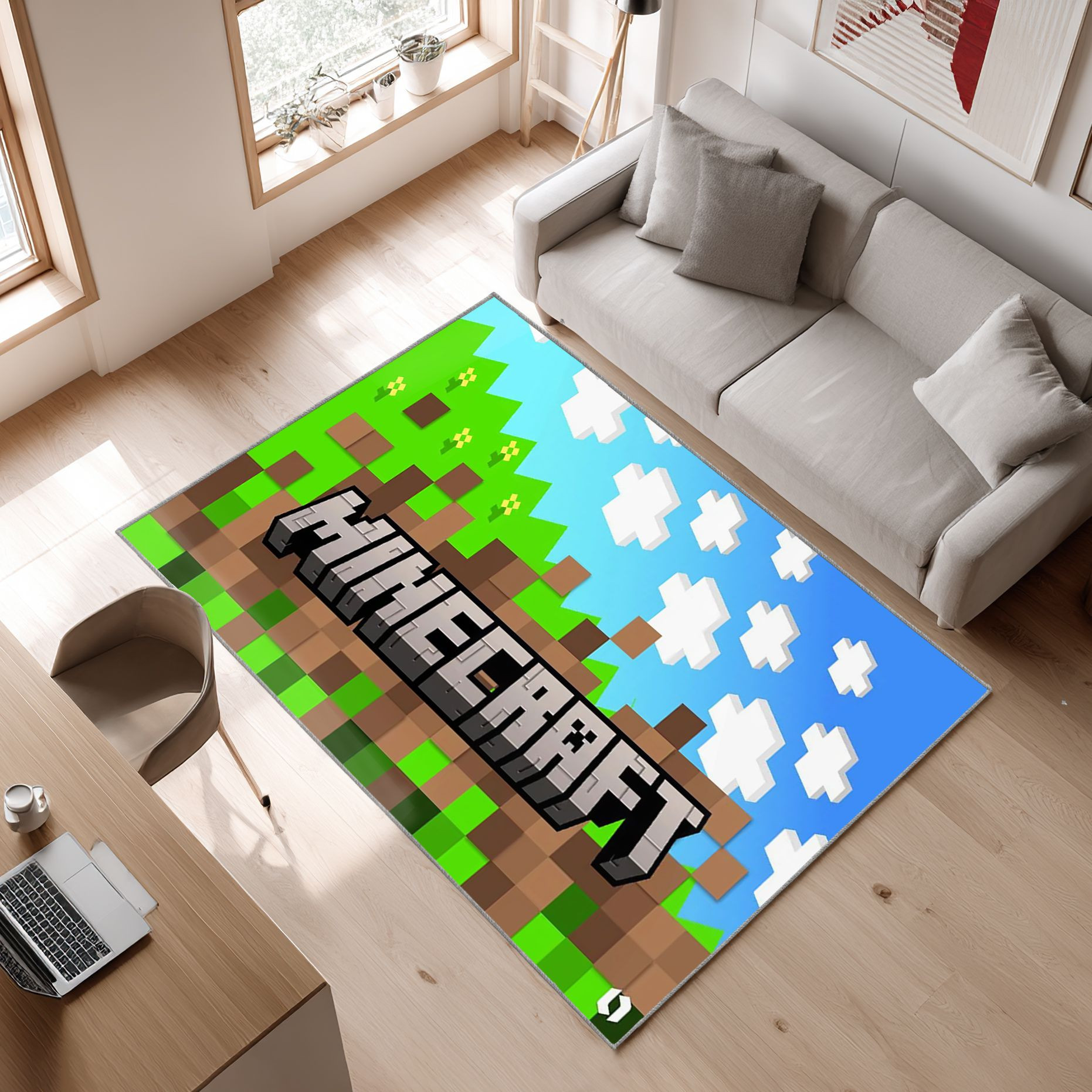 Minecraft31 Area Rug, Non-Slip Living Room Floor Mat, Soft Bedroom Carpet, Washable Home Decor
