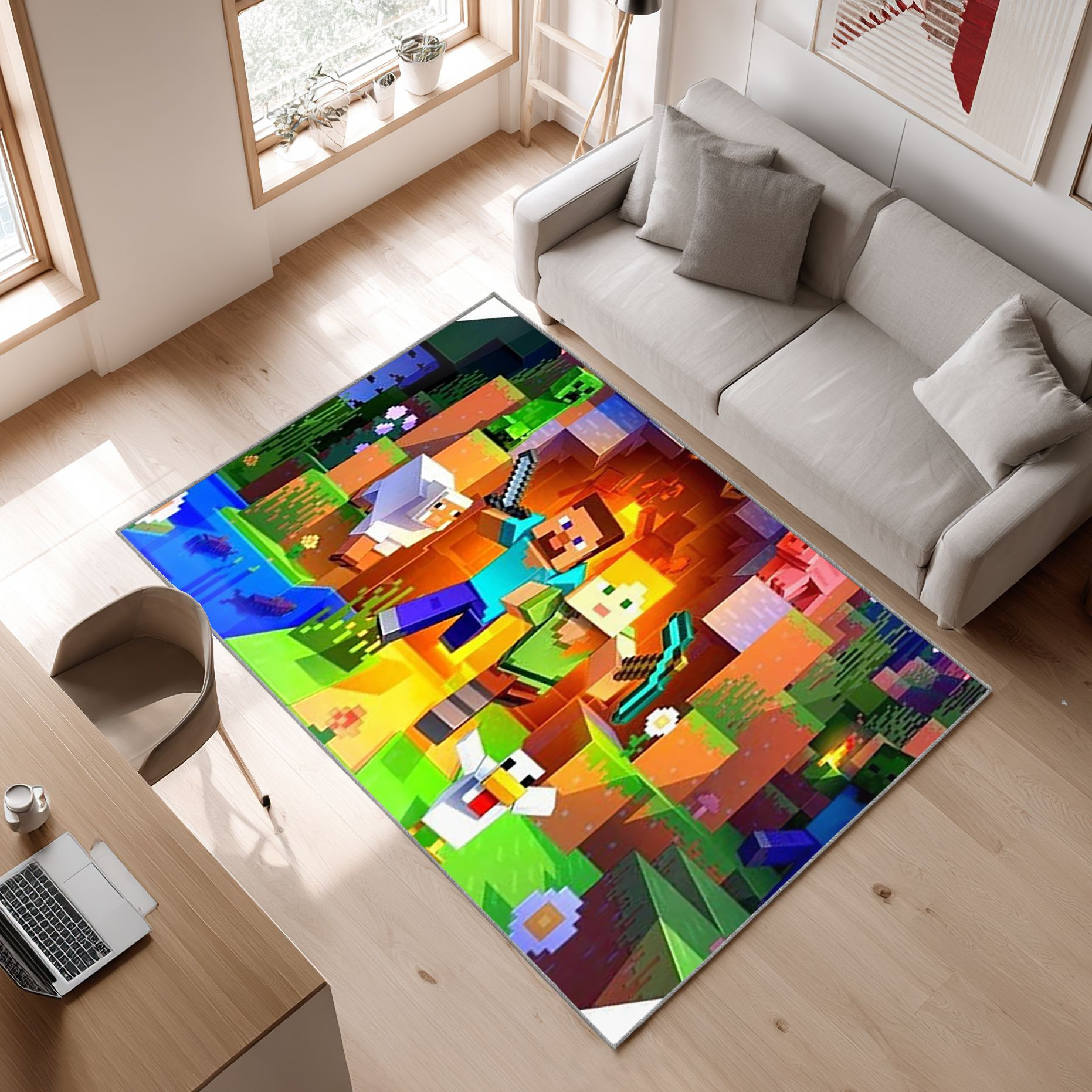 Minecraft 2022 Guide Alles, Was Anfanger Wissen Mussen_001 Area Rug, Non-Slip Living Room Floor Mat, Soft Bedroom Carpet, Washable Home Decor