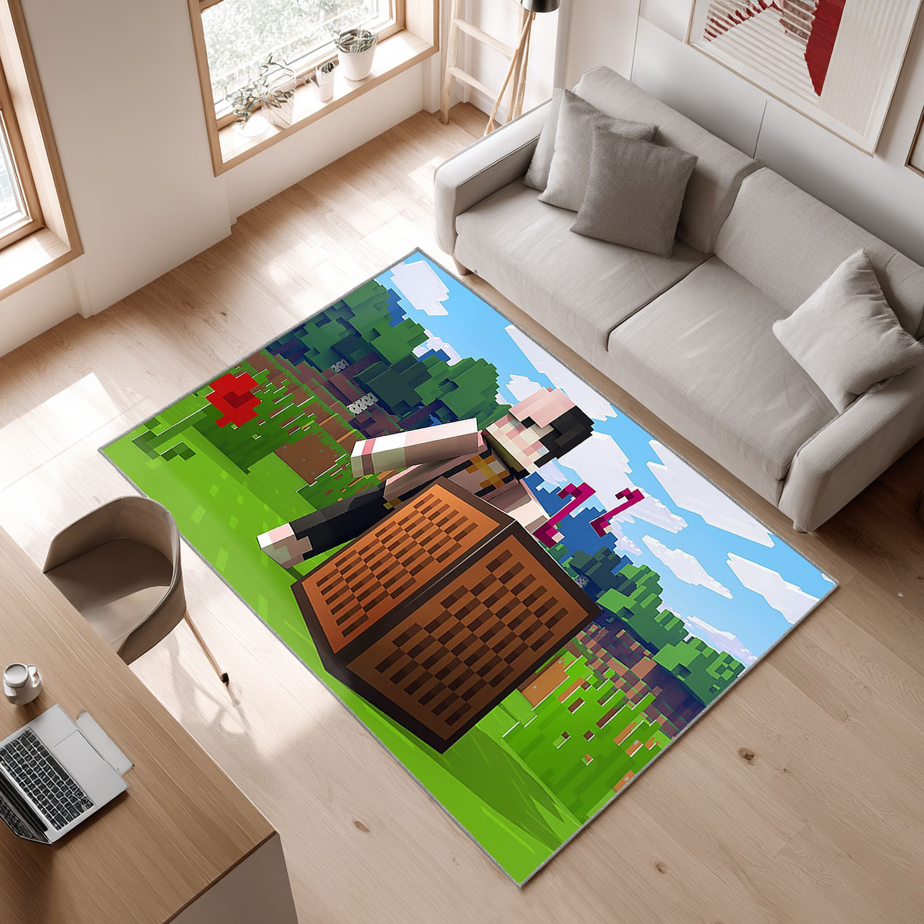 Minecraft Alex (Minecraft) Area Rug, Non-Slip Living Room Floor Mat, Soft Bedroom Carpet, Washable Home Decor