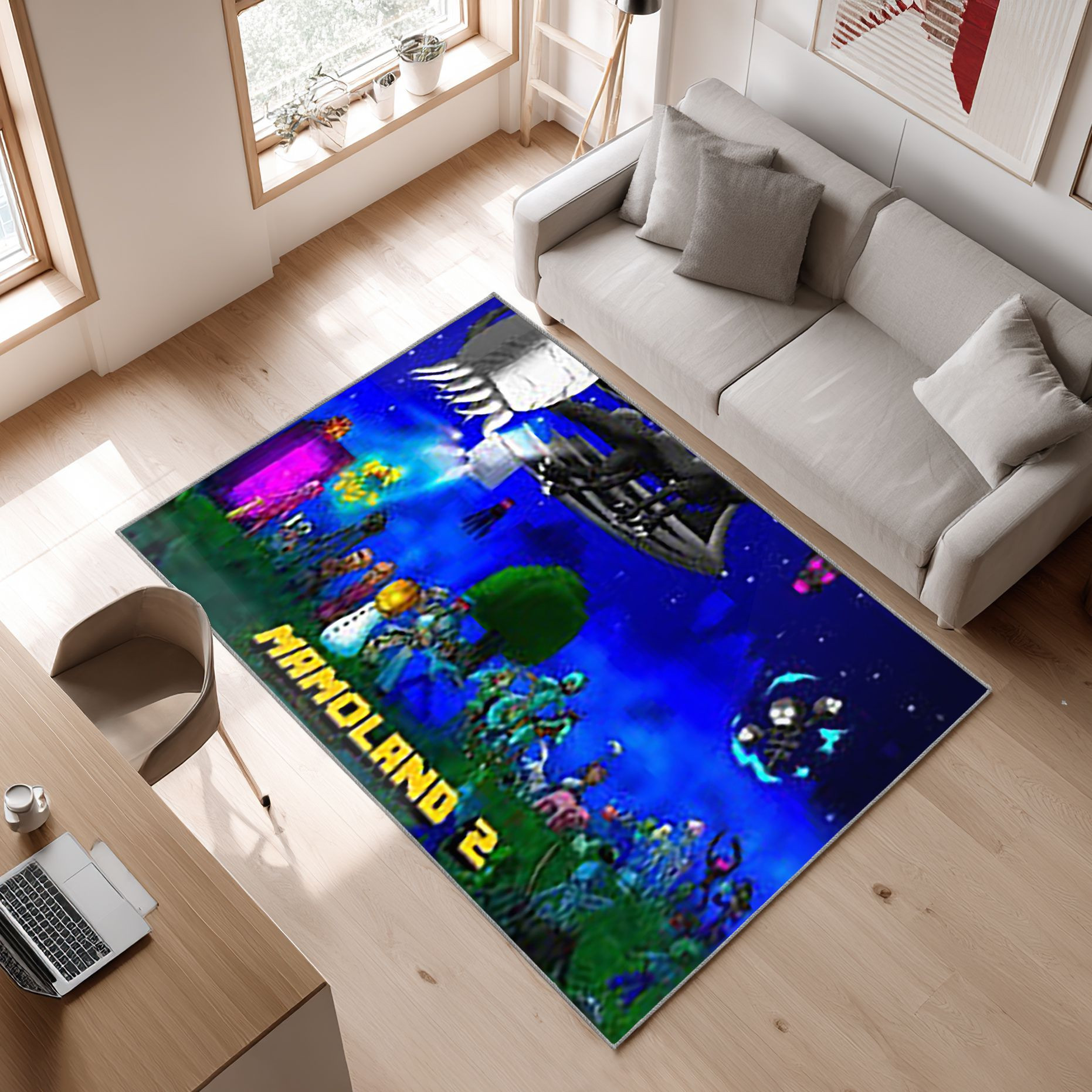 Minecraft Area Gaming Beautyus Area Rug, Non-Slip Living Room Floor Mat, Soft Bedroom Carpet, Washable Home Decor