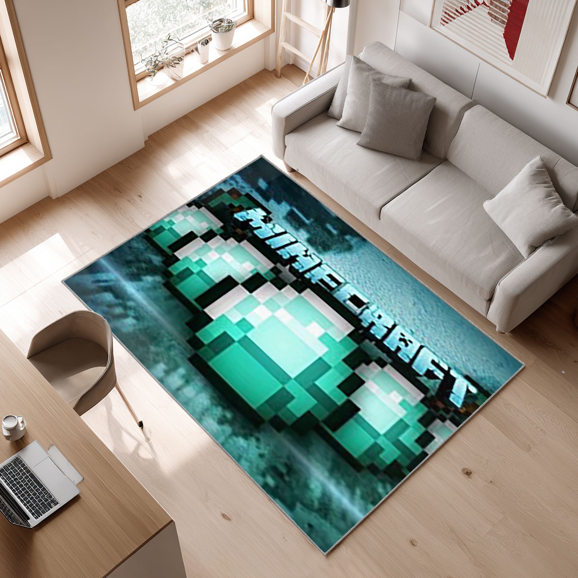Minecraft Area Video Game_009 Area Rug, Non-Slip Living Room Floor Mat, Soft Bedroom Carpet, Washable Home Decor