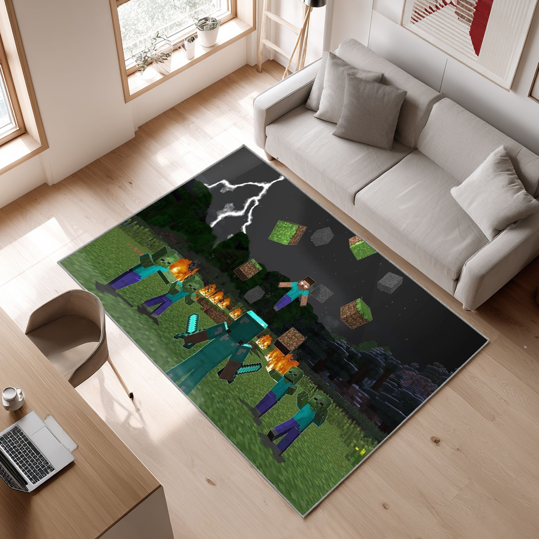 Minecraft Area Video Game_013 Area Rug, Non-Slip Living Room Floor Mat, Soft Bedroom Carpet, Washable Home Decor