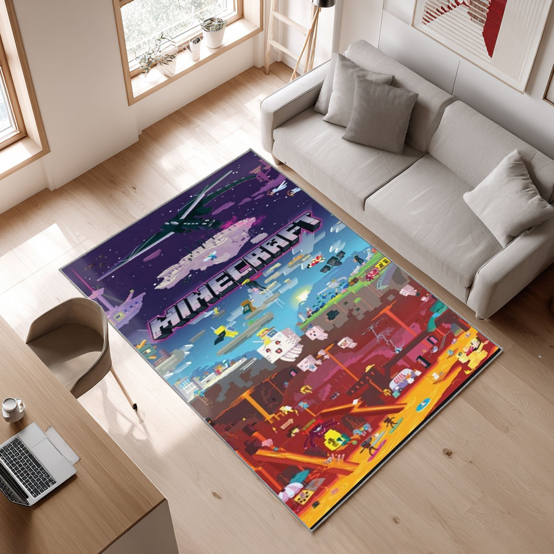 Minecraft Area Video Game_031 Area Rug, Non-Slip Living Room Floor Mat, Soft Bedroom Carpet, Washable Home Decor