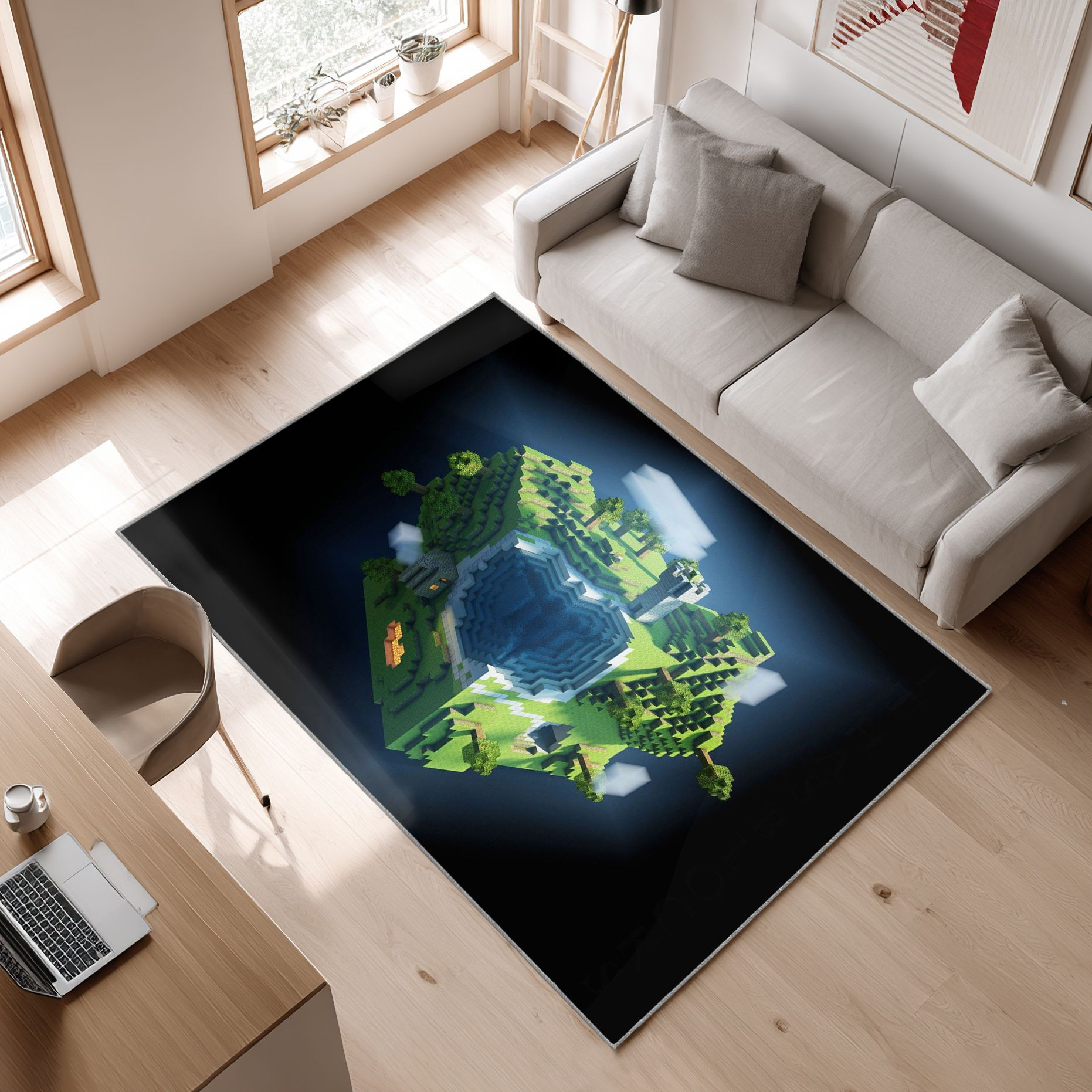 Minecraft Bereich Videospiel Gamer 010 Area Rug, Non-Slip Living Room Floor Mat, Soft Bedroom Carpet, Washable Home Decor