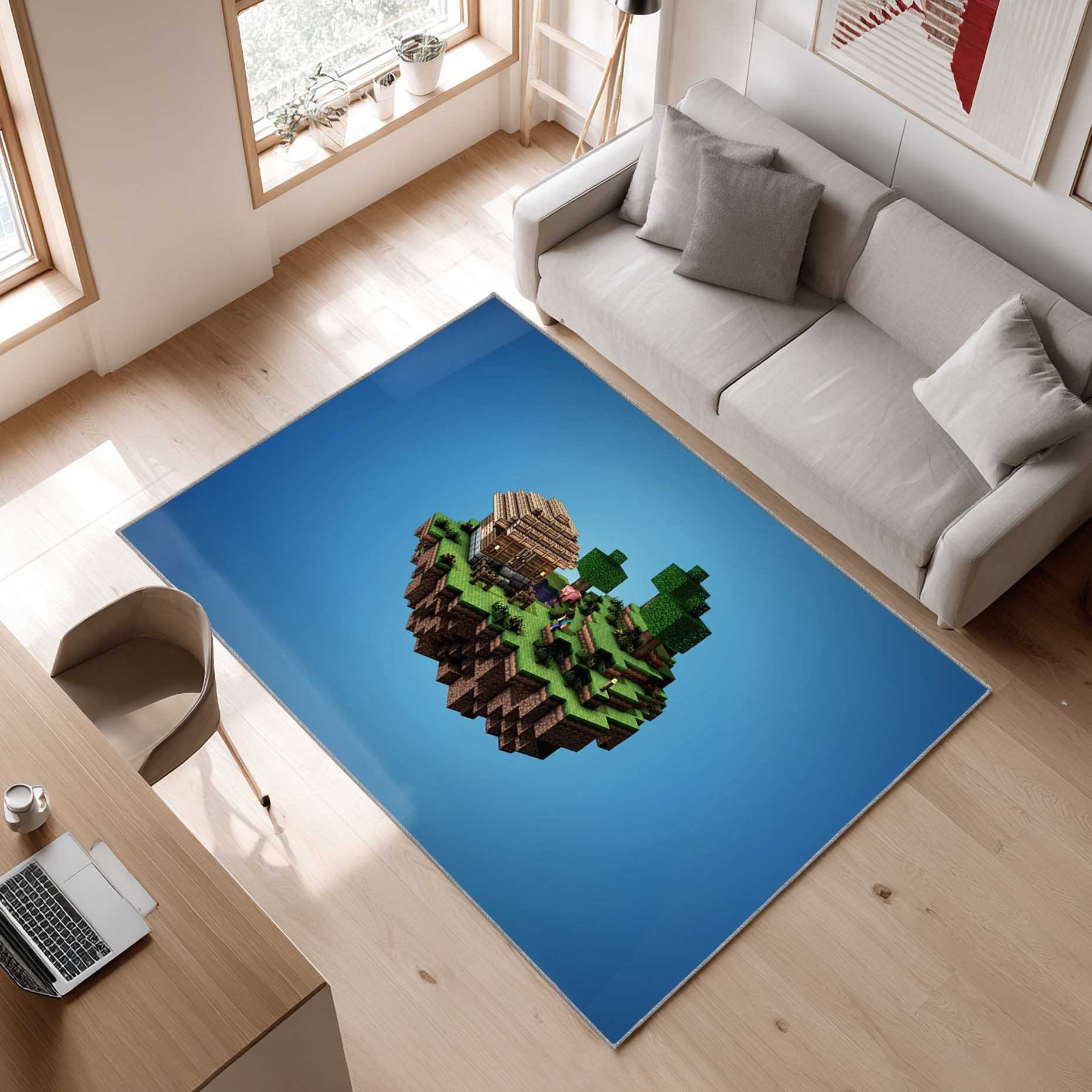 Minecraft Bereich Videospiel Gamer 022 Area Rug, Non-Slip Living Room Floor Mat, Soft Bedroom Carpet, Washable Home Decor