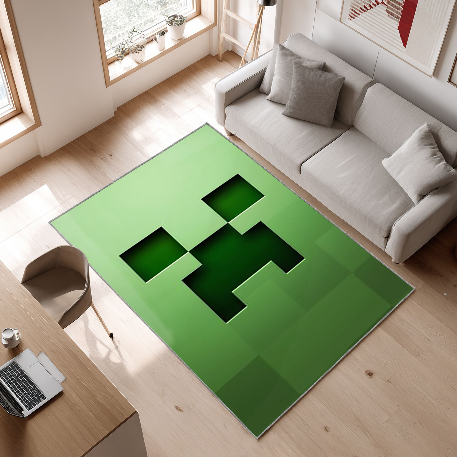 Minecraft Bereich Videospiel Gamer 027 Area Rug, Non-Slip Living Room Floor Mat, Soft Bedroom Carpet, Washable Home Decor