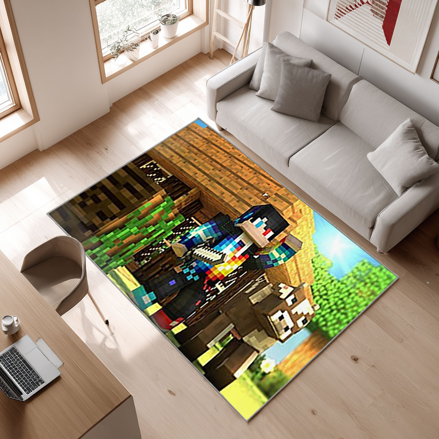 Nova Skin Minecraft Minecraft Area Rug, Non-Slip Living Room Floor Mat, Soft Bedroom Carpet, Washable Home Decor
