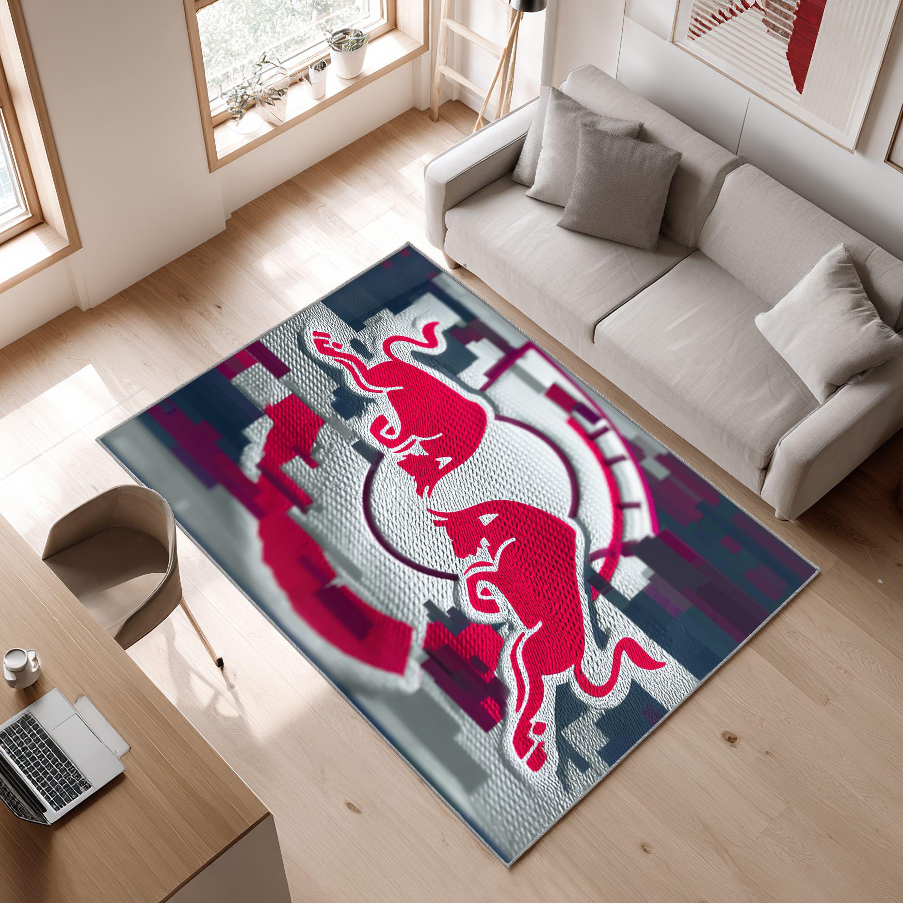RB Leipzig Logo Bold Style White Black Style 3 Area Rug, Non-Slip Living Room Floor Mat, Soft Bedroom Carpet, Washable Home Decor