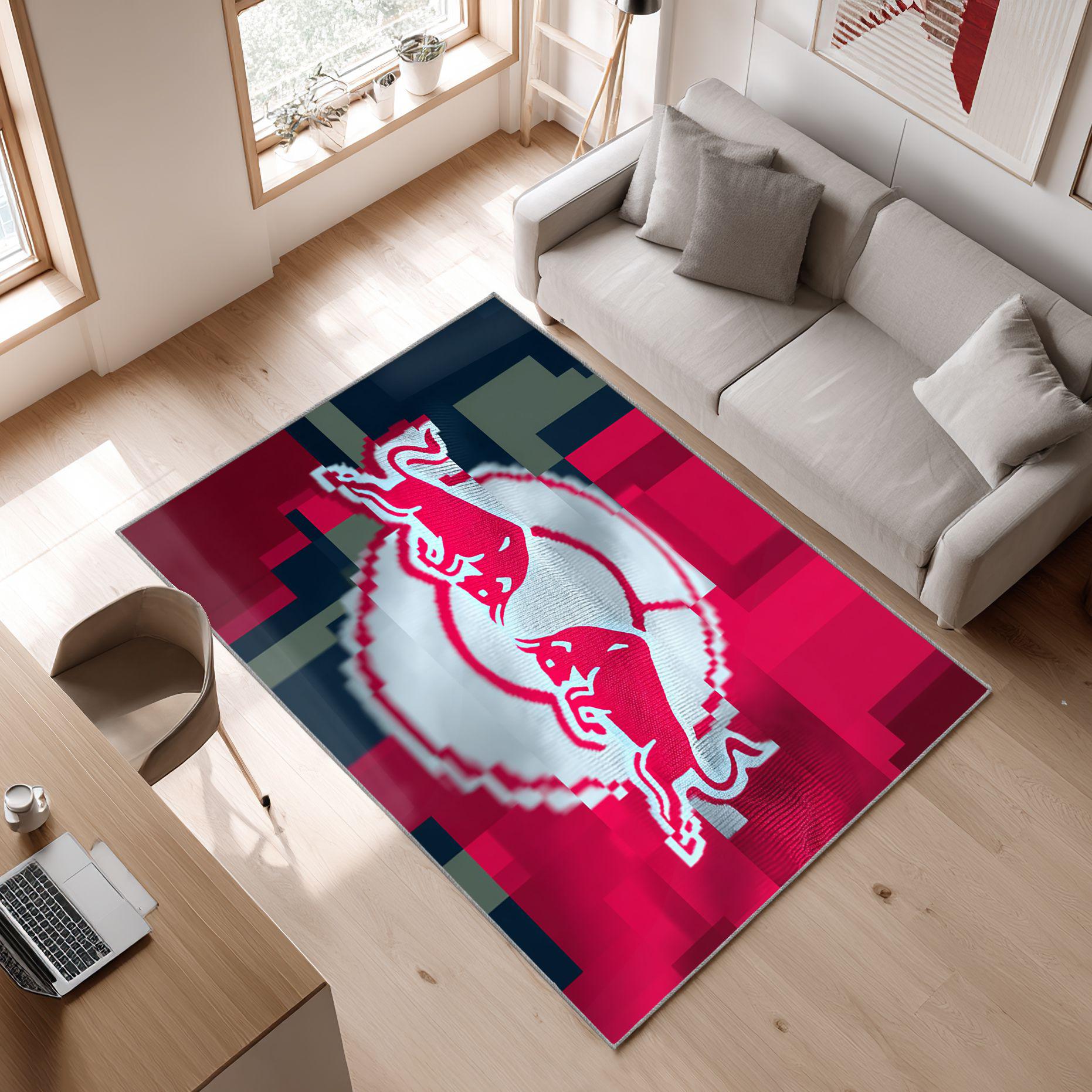 RB Leipzig Logo Classic Style Red White Collection 1 Area Rug, Non-Slip Living Room Floor Mat, Soft Bedroom Carpet, Washable Home Decor