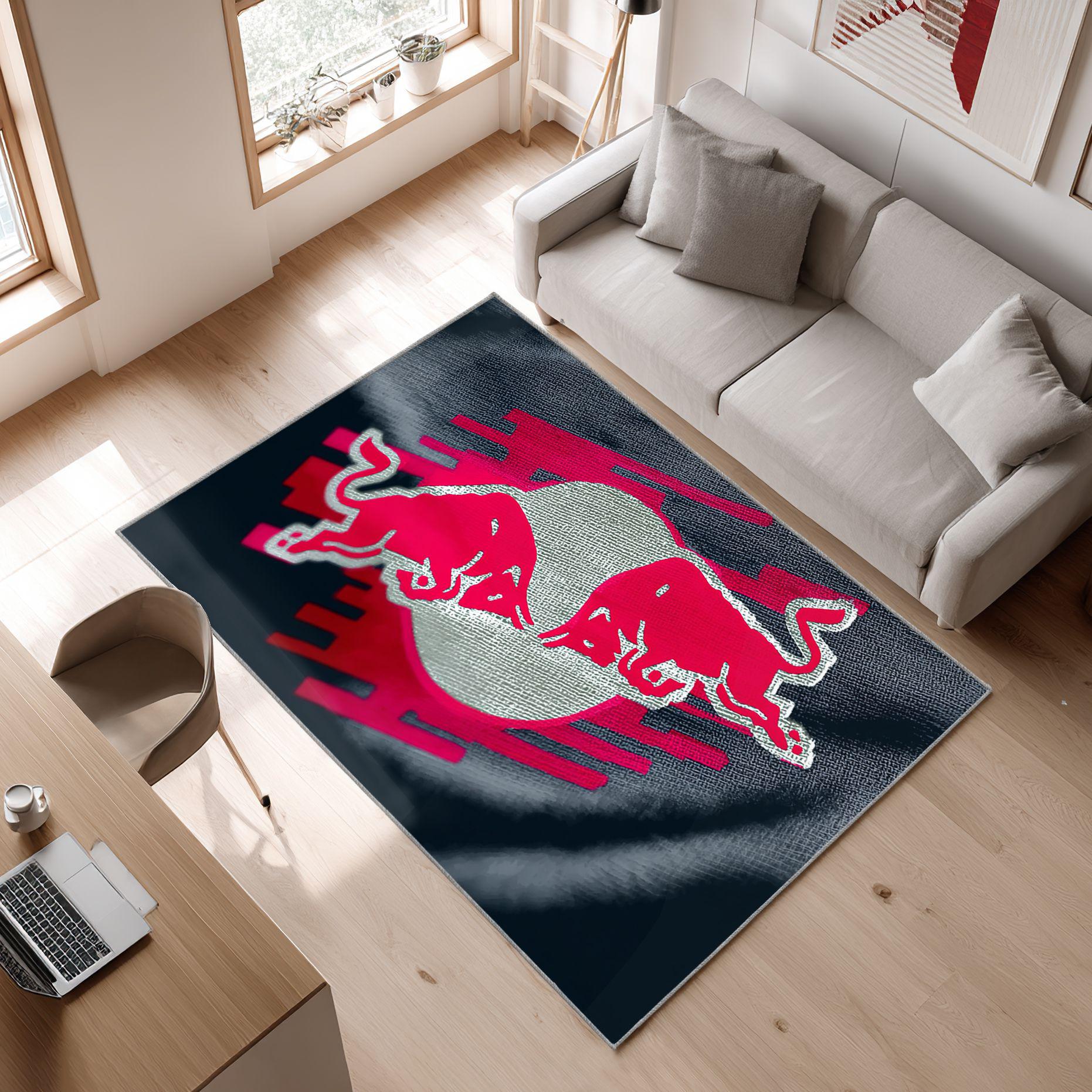 RB Leipzig Logo Grunge Style White Black Design 1 Area Rug, Non-Slip Living Room Floor Mat, Soft Bedroom Carpet, Washable Home Decor