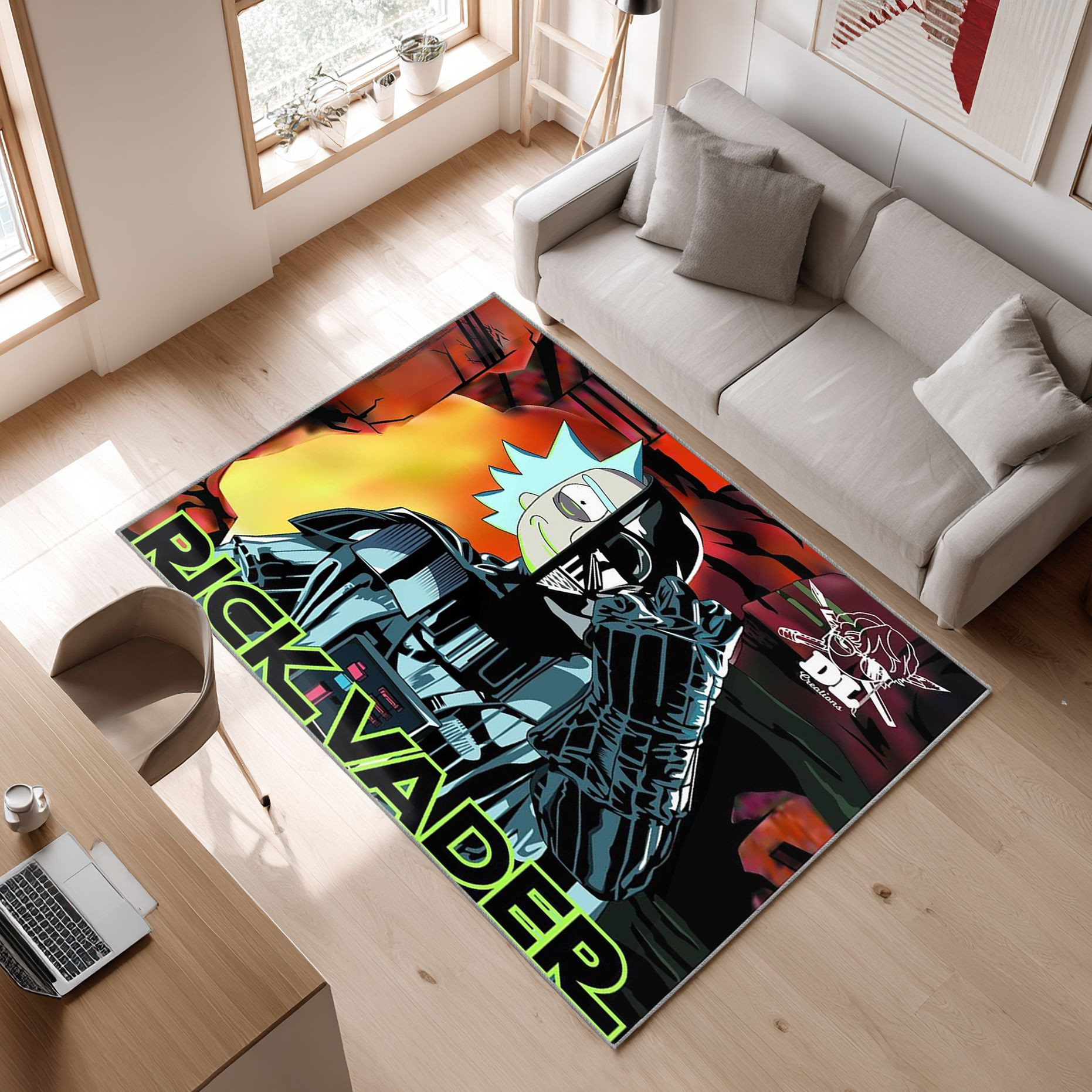 Rick Vader Star Wars Zeichentrickfilme Area Rug, Non-Slip Living Room Floor Mat, Soft Bedroom Carpet, Washable Home Decor
