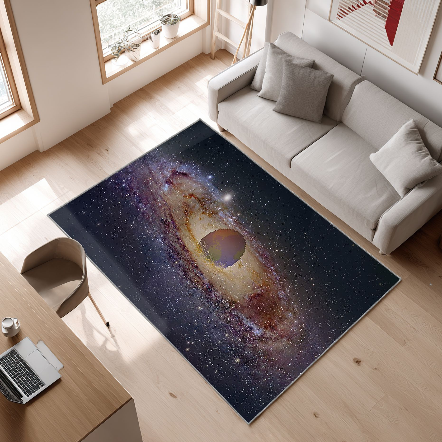 Sci Fi, Galaxy, Minecraft Area Rug, Non-Slip Living Room Floor Mat, Soft Bedroom Carpet, Washable Home Decor