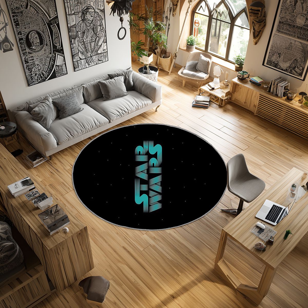 Star Wars, Black Background Stars Area Rug, Non-Slip Living Room Floor Mat, Soft Bedroom Carpet, Washable Home Decor - Image 2