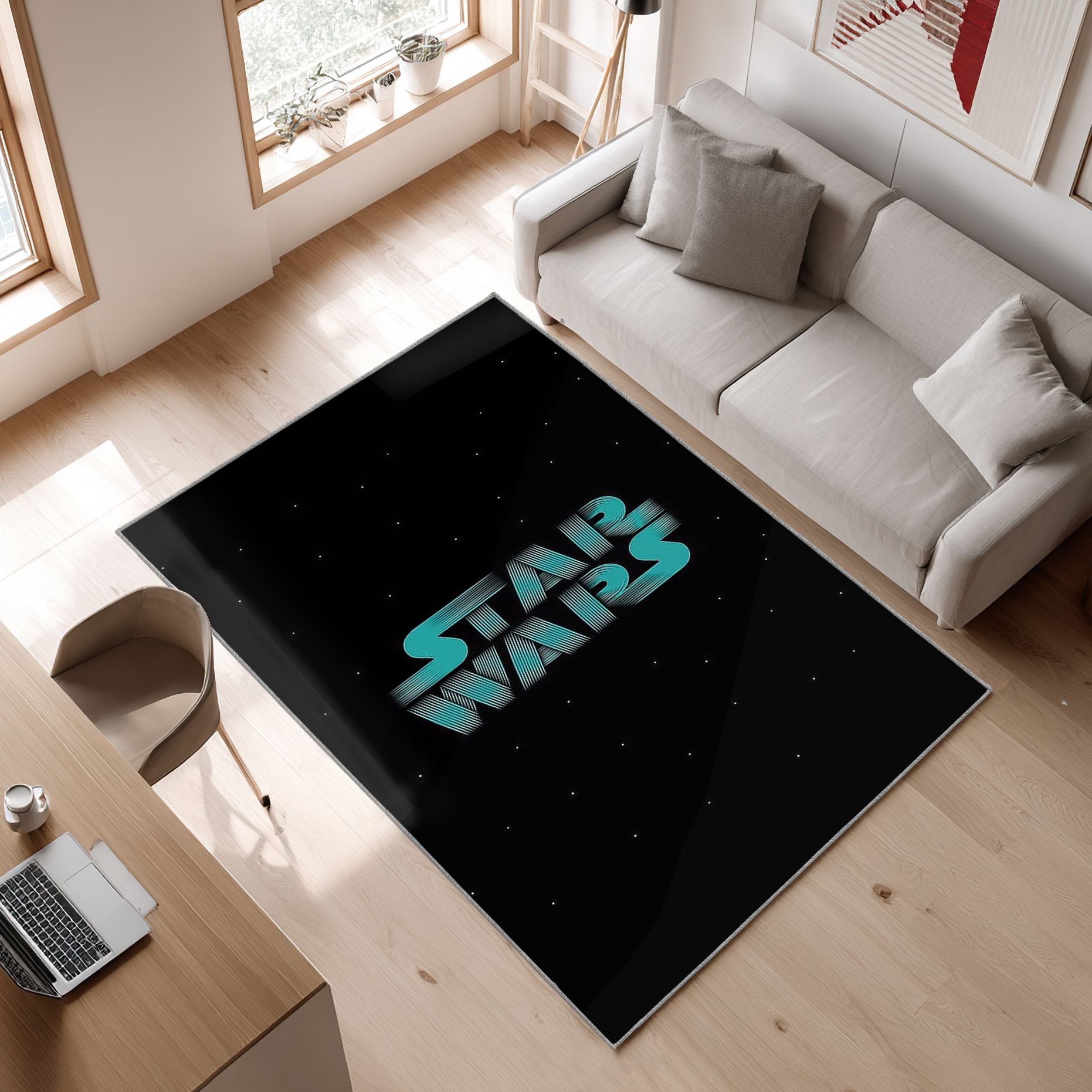 Star Wars, Black Background Stars Area Rug, Non-Slip Living Room Floor Mat, Soft Bedroom Carpet, Washable Home Decor
